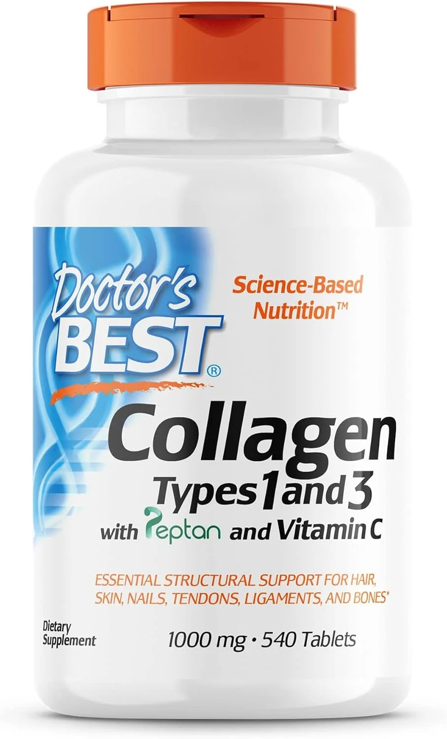 بهترین کلاژن نوع 1 و 3 پزشک با پپتان، غیر GMO، بدون گلوتن، بدون سویا، پشتیبانی از مو، پوست، ناخن، تاندون ها و استخوان ها، 1000 میلی گرم، 540 قرص بهترین کلاژن نوع 1 و 3 پزشک با پپتان، غیر GMO، بدون گلوتن، بدون سویا، پشتیبانی از مو، پوست، ناخن، تاندون ها و استخوان ها، 1000 میلی گرم، 540 قرص