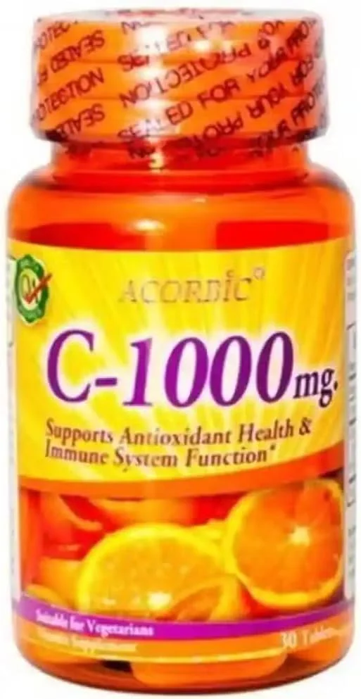 ویتامین C آکوربیک 1000 میلی گرم | مکمل تقویت سیستم ایمنی و آنتی اکسیدان | افزایش کلاژن، محافظت از سلول ها، پشتیبانی از سلامت پوست | 30 قرص | گیاهی ویتامین C آکوربیک 1000 میلی گرم | مکمل تقویت سیستم ایمنی و آنتی اکسیدان | افزایش کلاژن، محافظت از سلول ها، پشتیبانی از سلامت پوست | 30 قرص | گیاهی
