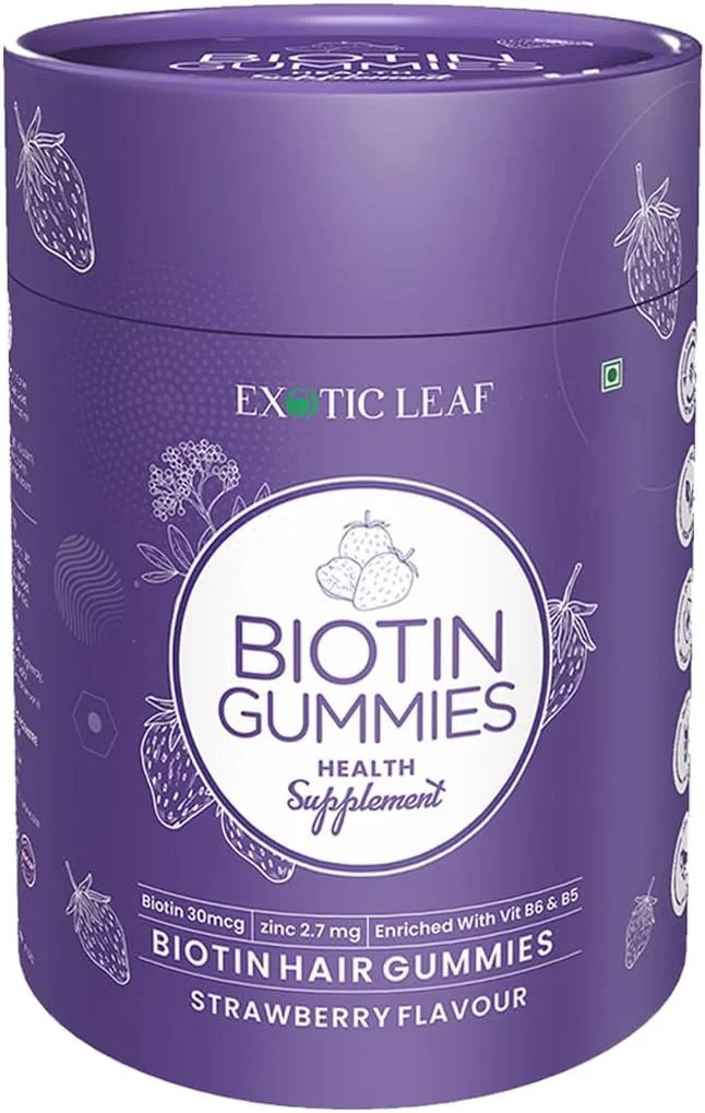 پاستیل مو اگزوتیک لیف حاوی بیوتین، 60 عدد، برای موهای قوی و درخشان، پوست شفاف، غنی شده با بیوتین، زینک، فولیک اسید، ویتامین B6، بدون گلوتن و ژلاتین - بسته 1 عددی پاستیل مو اگزوتیک لیف حاوی بیوتین، 60 عدد، برای موهای قوی و درخشان، پوست شفاف، غنی شده با بیوتین، زینک، فولیک اسید، ویتامین B6، بدون گلوتن و ژلاتین - بسته 1 عددی