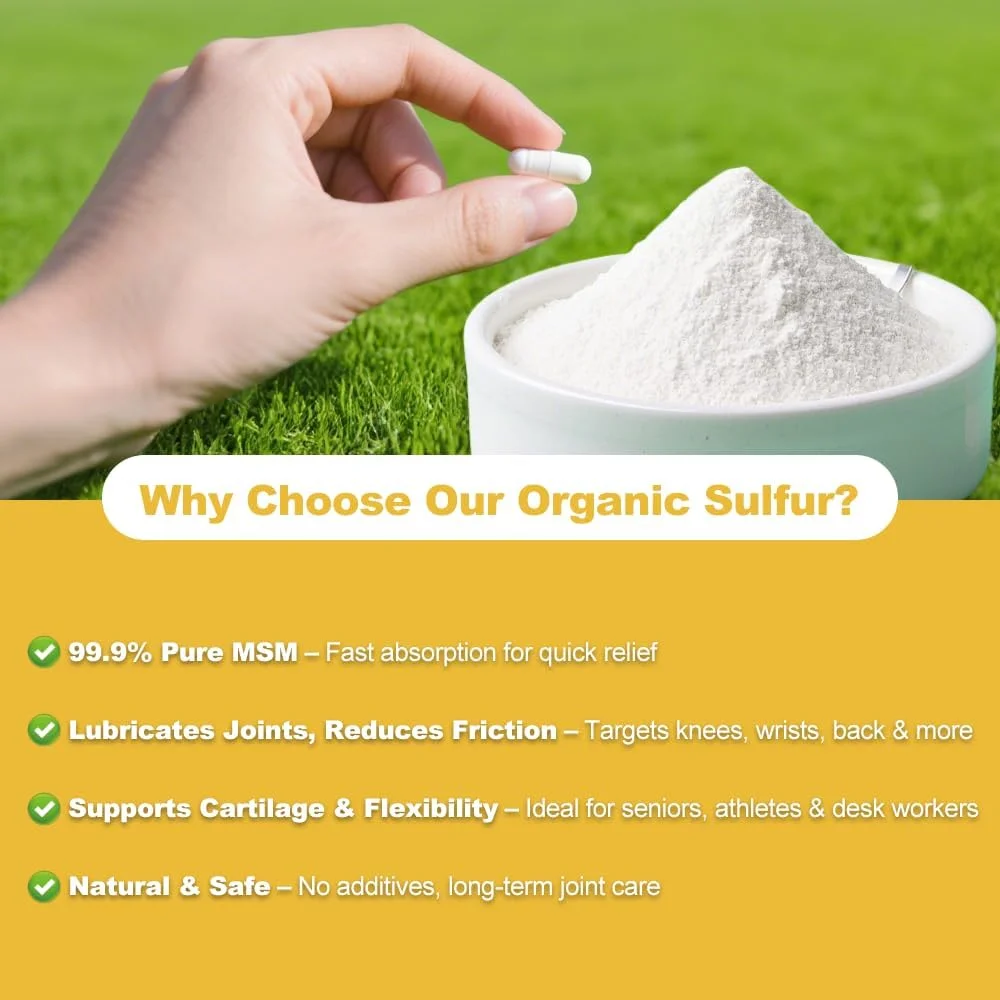 کپسول های MSM (180 عدد)، مکمل گوگرد ارگانیک خالص، مورد استفاده برای سلامت مفاصل و تندرستی عملکردی، مو، پوست، ناخن، بسته 1 بطری کپسول های MSM (180 عدد)، مکمل گوگرد ارگانیک خالص، مورد استفاده برای سلامت مفاصل و تندرستی عملکردی، مو، پوست، ناخن، بسته 1 بطری