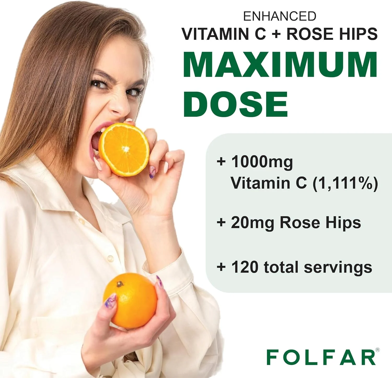 ویتامین C - 1000 میلی گرم (120 قرص) با گل رز | محافظت آنتی اکسیدانی، تقویت سیستم ایمنی و پشتیبانی از سلامت پوست | مکمل اسید آسکوربیک برای 120 روز | غیر GMO، بدون گلوتن