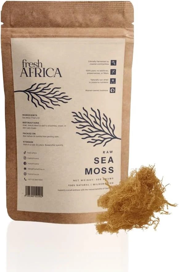 خزه دریایی خام آفریقایی تازه 100 گرمی | خزه دریایی طلایی ارگانیک و وحشی | خشک شده در آفتاب، سوپرفود غیر تراریخته | غنی از سیلیس و بیش از 90 ماده معدنی | تقویت کننده ایمنی و سلامت پوست خزه دریایی خام آفریقایی تازه 100 گرمی | خزه دریایی طلایی ارگانیک و وحشی | خشک شده در آفتاب، سوپرفود غیر تراریخته | غنی از سیلیس و بیش از 90 ماده معدنی | تقویت کننده ایمنی و سلامت پوست