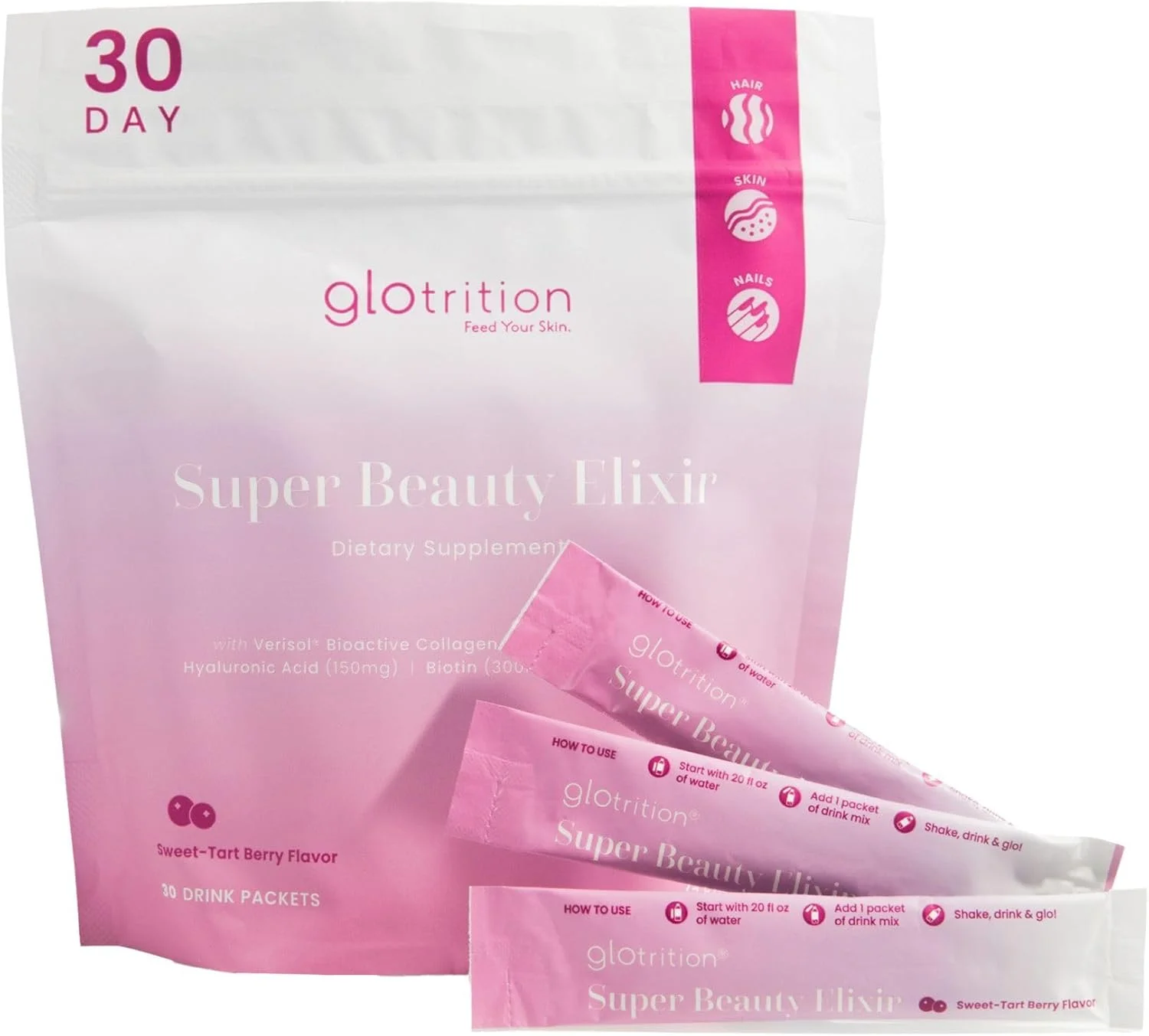 اکسیر زیبایی فوق العاده گلوتریشن - پودر پپتیدهای کلاژن برای سلامت پوست، مو و ناخن. کلاژن طبیعی تغذیه شده با علف به همراه بیوتین، اسید هیالورونیک و آنتی اکسیدان ها (30 عدد)