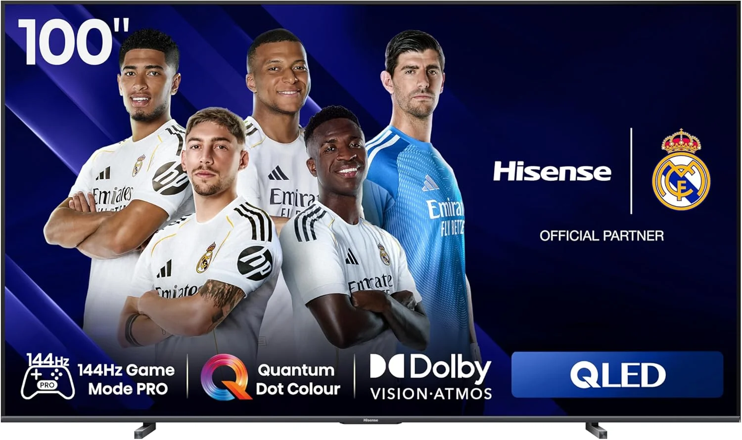 تلویزیون 100 اینچ هایسنس 4K 144Hz QLED VIDAA Dolby Atmos HDR VRR PRO با نور پس زمینه موضعی Full Array، Dolby Vision Atmos، Freesync، ساب ووفر، یوتیوب نتفلیکس دیزنی+ شاهد E7N PRO 100E7N PRO (مدل جدید 2024)