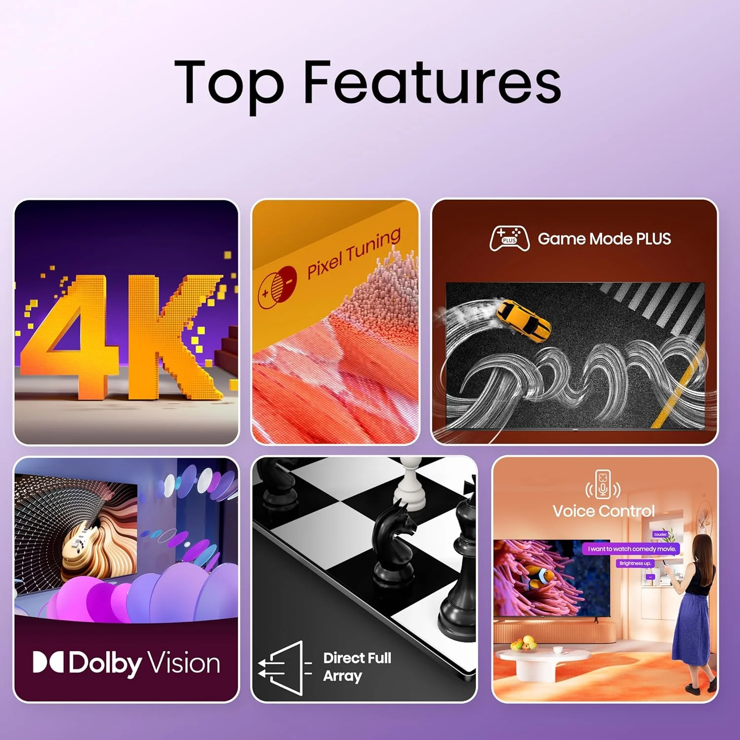 تلویزیون هوشمند هایسنس VIDAA مدل 65A6K - Dolby Vision، Pixel Tuning، ریموت کنترل صوتی، اشتراک گذاری با تلویزیون، Youtube، Netflix و Shahid OSN