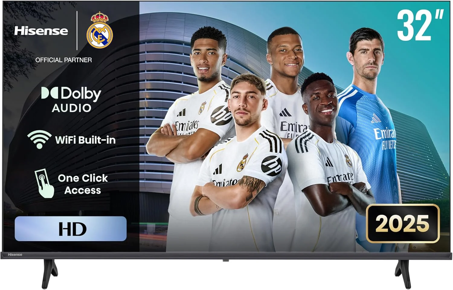 تلویزیون هوشمند ۳۲ اینچ Hisense FHD 4K مدل E4Q - تقویت کننده رنگ طبیعی، کنتراست بالا، اشتراک گذاری به تلویزیون، وای فای دو بانده، حالت بازی، حالت مراقبت از چشم، یوتیوب، نتفلیکس، شاهد 32E4Q (نسخه امارات 2025)