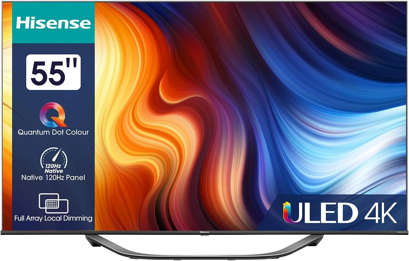 تلویزیون هوشمند هایسنس مدل Dimension 55U7HQ با صفحه نمایش 55 اینچ، فناوری Quantum Dot 4K HDR10+ Dolby Vision IQ ULED، نرخ نوسازی 120 هرتز و حالت Filmmaker، FreeSync (بازسازی شده)