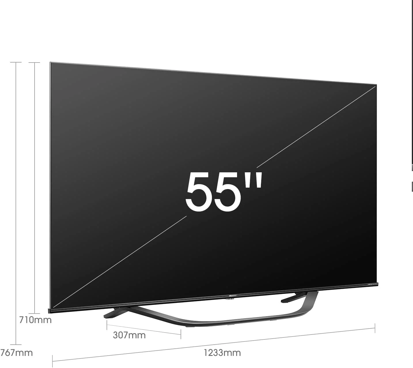 تلویزیون هوشمند هایسنس مدل Dimension 55U7HQ با صفحه نمایش 55 اینچ، فناوری Quantum Dot 4K HDR10+ Dolby Vision IQ ULED، نرخ نوسازی 120 هرتز و حالت Filmmaker، FreeSync (بازسازی شده)