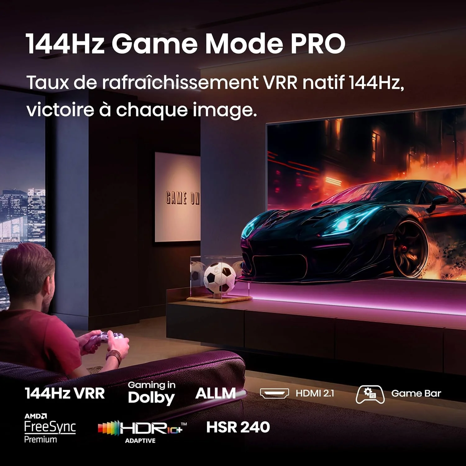 تلویزیون هوشمند 65 اینچ Hisense QLED 144Hz مدل E8Q-Quantum Dot Colour، تصویر AI، Dolby Vision، Dolby Atmos، اشتراک گذاری به تلویزیون، کنترل صوتی، حالت فیلمساز، یوتیوب، نتفلیکس، دیزنی پلاس 65E8Q (نسخه 2025 امارات)