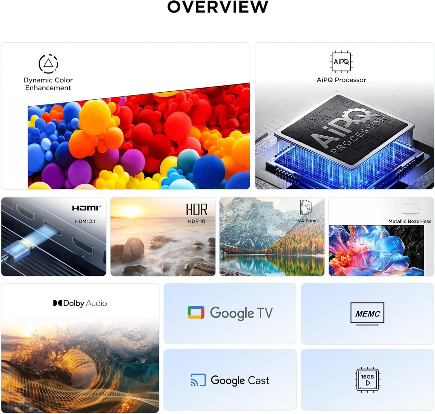 تلویزیون هوشمند ال ای دی 55 اینچ TCL مدل P6K با کیفیت 4K UHD HDR | تلویزیون گوگل، 60 هرتز، HDR 10، پردازنده AiPQ، Dolby Audio، MEMC، HDMI 2.1، بلوتوث 5.2، WiFi 5، طراحی بدون حاشیه (مدل 55P6K - 2025) تلویزیون هوشمند ال ای دی 55 اینچ TCL مدل P6K با کیفیت 4K UHD HDR | تلویزیون گوگل، 60 هرتز، HDR 10، پردازنده AiPQ، Dolby Audio، MEMC، HDMI 2.1، بلوتوث 5.2، WiFi 5، طراحی بدون حاشیه (مدل 55P6K - 2025)