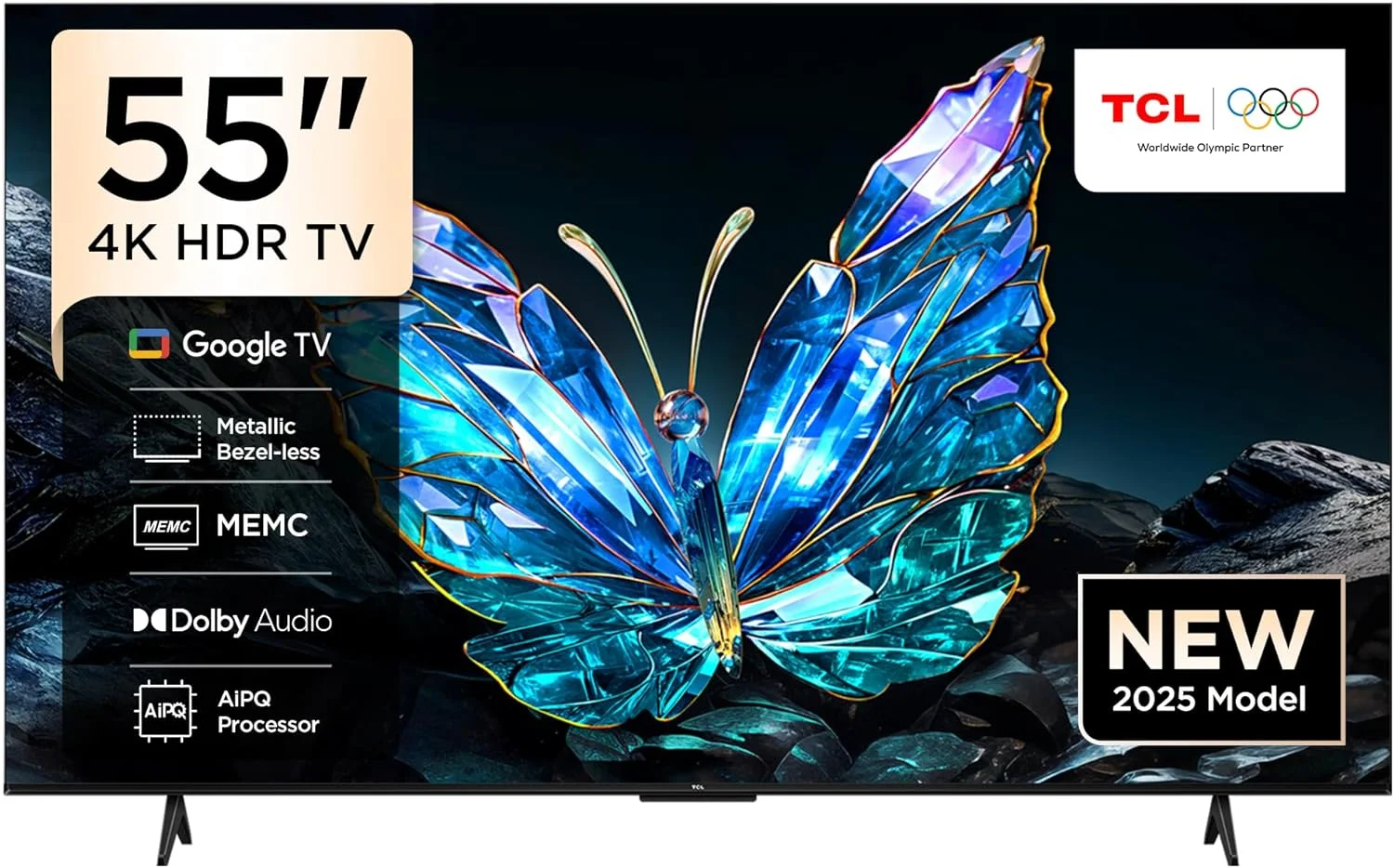 تلویزیون هوشمند تی سی ال مدل 55V6C سایز 55 اینچ 4K UHD HDR 10+ مناسب بازی Google TV، با قابلیت بهبود پویای رنگ، Dolby Vision Atmos، DTS Virtual X، MEMC، کنترل صوتی، Game Master با طراحی باریک (مدل 2025) تلویزیون هوشمند تی سی ال مدل 55V6C سایز 55 اینچ 4K UHD HDR 10+ مناسب بازی Google TV، با قابلیت بهبود پویای رنگ، Dolby Vision Atmos، DTS Virtual X، MEMC، کنترل صوتی، Game Master با طراحی باریک (مدل 2025)