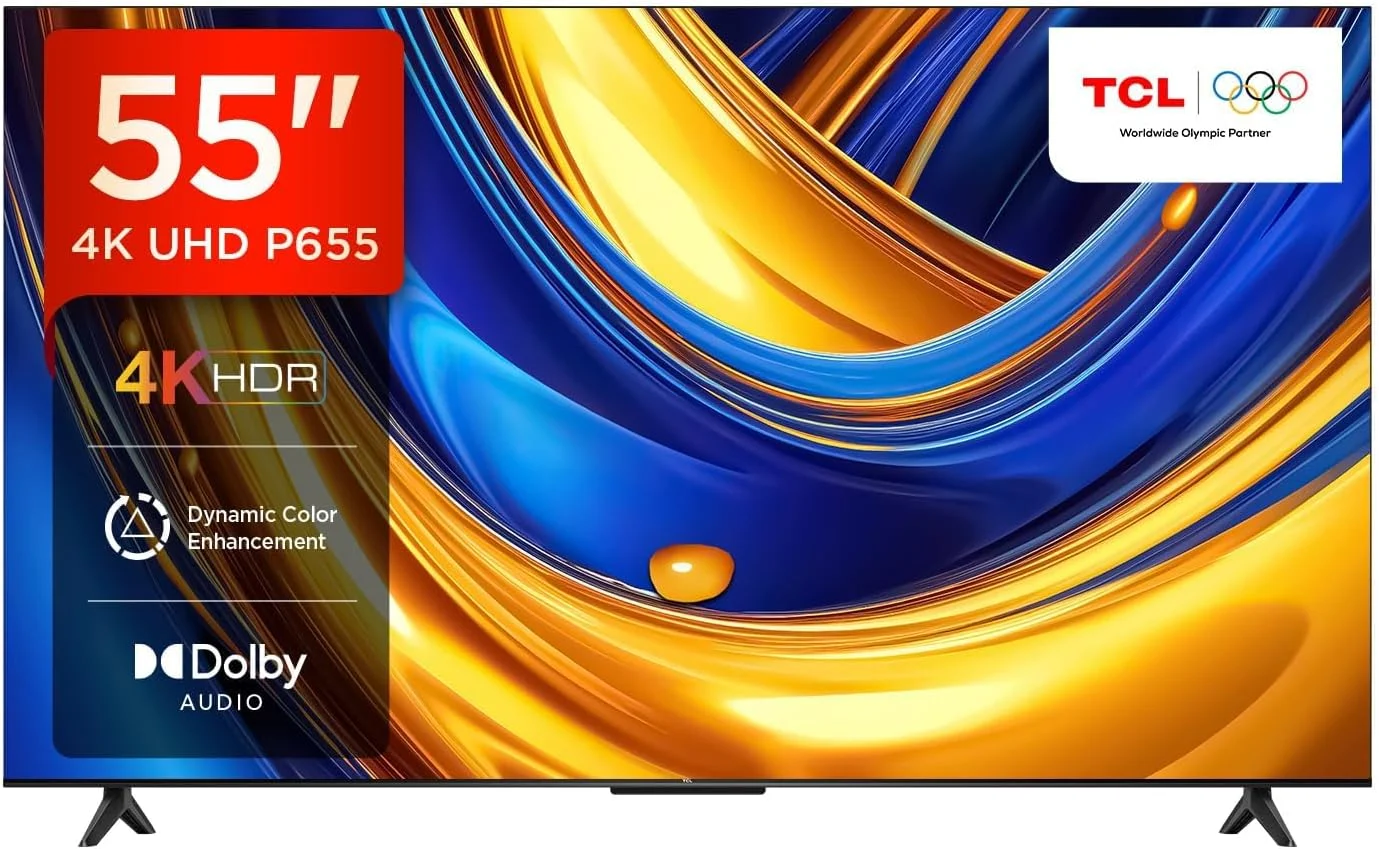 تلویزیون هوشمند 55 اینچ TCL 4K UHD HDR با پردازنده AiPQ، T-SCREEN، Dolby Vision، HDR10، Google TV، Dolby Atmos، تقویت رنگ پویا، HDMI 2.1 - مدل 55P655-2024 تلویزیون هوشمند 55 اینچ TCL 4K UHD HDR با پردازنده AiPQ، T-SCREEN، Dolby Vision، HDR10، Google TV، Dolby Atmos، تقویت رنگ پویا، HDMI 2.1 - مدل 55P655-2024