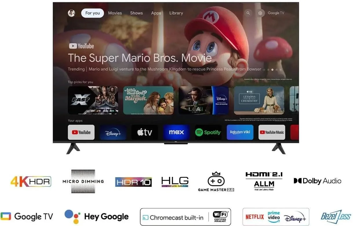 تلویزیون هوشمند 55 اینچ TCL 4K UHD HDR با پردازنده AiPQ، T-SCREEN، Dolby Vision، HDR10، Google TV، Dolby Atmos، تقویت رنگ پویا، HDMI 2.1 - مدل 55P655-2024 تلویزیون هوشمند 55 اینچ TCL 4K UHD HDR با پردازنده AiPQ، T-SCREEN، Dolby Vision، HDR10، Google TV، Dolby Atmos، تقویت رنگ پویا، HDMI 2.1 - مدل 55P655-2024