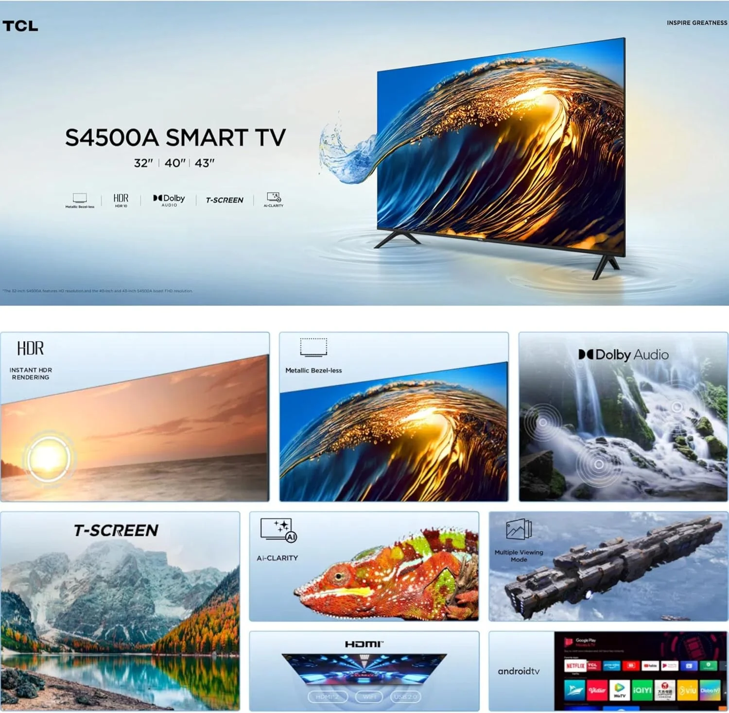 تلویزیون هوشمند اندرویدی HD تی سی ال 32 اینچ مناسب اتاق خواب و فضاهای کوچک – HDR، Dolby Audio، Google Assistant، Chromecast داخلی – (مدل 2024 – 32S4500A) تلویزیون هوشمند اندرویدی HD تی سی ال 32 اینچ مناسب اتاق خواب و فضاهای کوچک – HDR، Dolby Audio، Google Assistant، Chromecast داخلی – (مدل 2024 – 32S4500A)