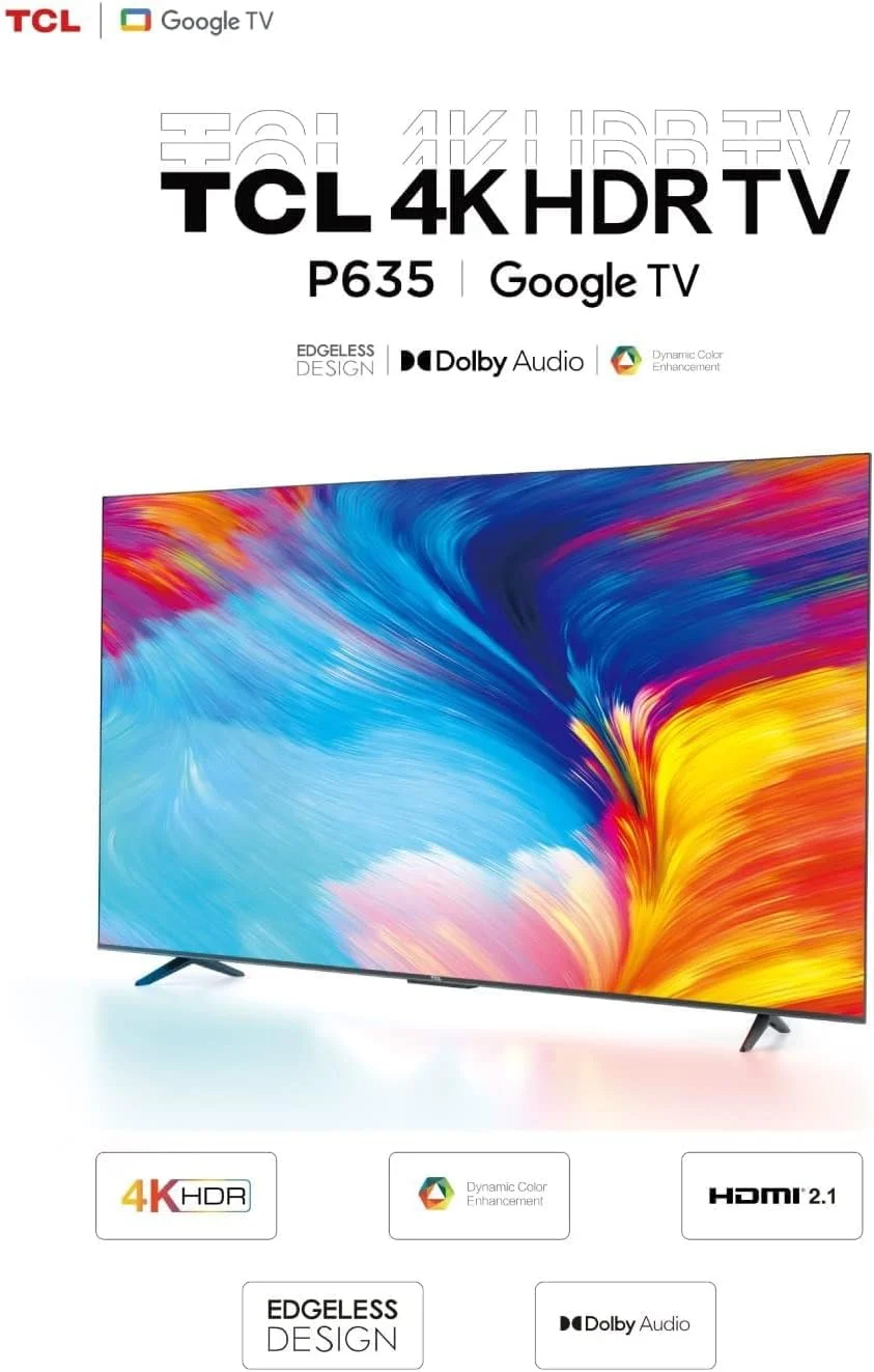 تلویزیون هوشمند تی سی ال 55 اینچ، 4K Ultra HD، تلویزیون گوگل، Dolby Audio HDR10 و Chromecast داخلی، طراحی بدون حاشیه - 55P637 تلویزیون هوشمند تی سی ال 55 اینچ، 4K Ultra HD، تلویزیون گوگل، Dolby Audio HDR10 و Chromecast داخلی، طراحی بدون حاشیه - 55P637