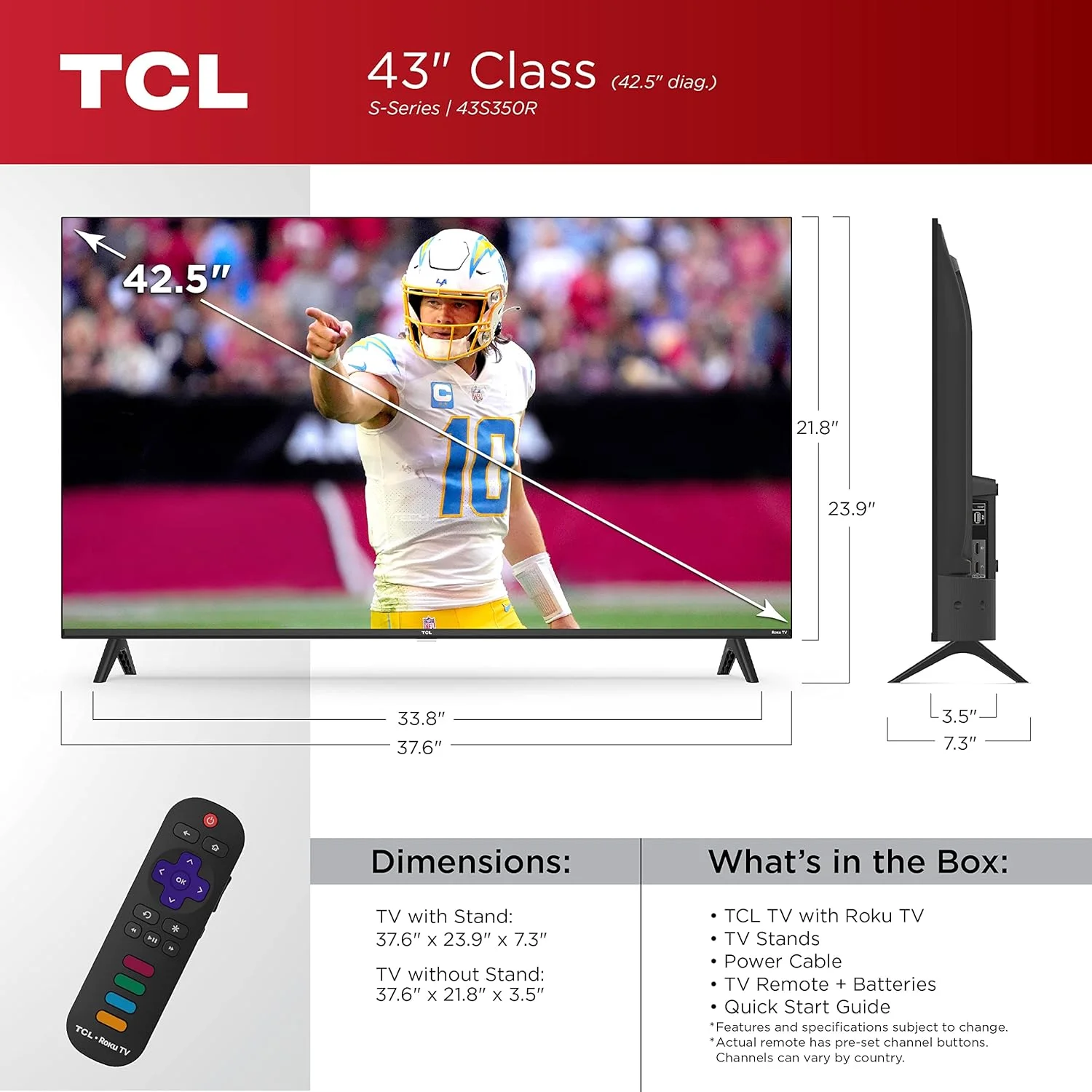 تلویزیون هوشمند ال ای دی 43 اینچی TCL مدل S3 با کیفیت 1080p و Roku TV (مدل 43S350R، 2023)، سازگار با الکسا، دستیار گوگل و Apple HomeKit، تلویزیون FHD استریمینگ تلویزیون هوشمند ال ای دی 43 اینچی TCL مدل S3 با کیفیت 1080p و Roku TV (مدل 43S350R، 2023)، سازگار با الکسا، دستیار گوگل و Apple HomeKit، تلویزیون FHD استریمینگ