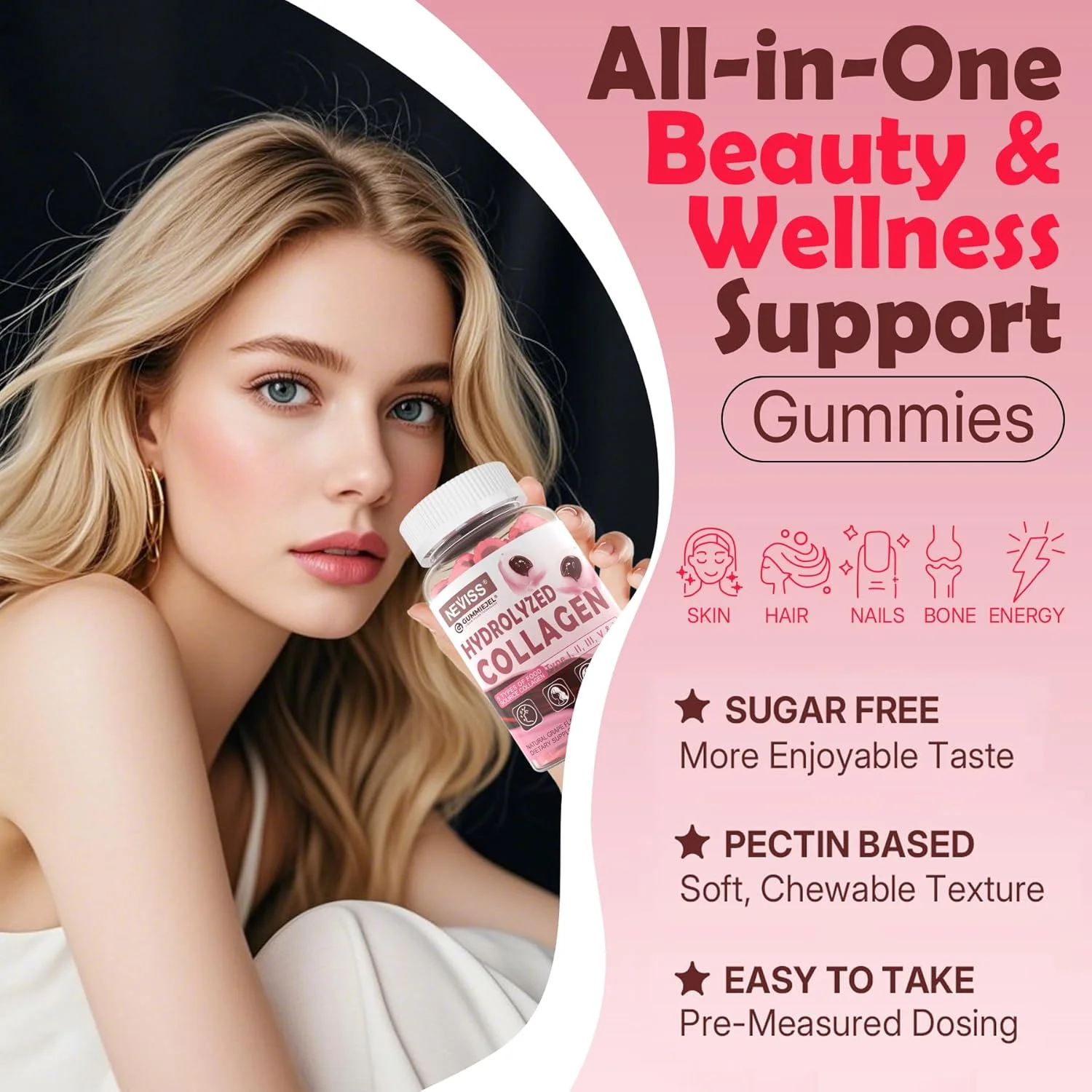 پاستیل پپتیدهای کلاژن هیدرولیز شده، پاستیل کلاژن برای زنان و مردان با پپتیدهای کلاژن چندگانه نوع I II III V و X، بیوتین، کراتین و ویتامین D3 برای پوست، مو، ناخن و استخوان سالم، 1 بسته پاستیل پپتیدهای کلاژن هیدرولیز شده، پاستیل کلاژن برای زنان و مردان با پپتیدهای کلاژن چندگانه نوع I II III V و X، بیوتین، کراتین و ویتامین D3 برای پوست، مو، ناخن و استخوان سالم، 1 بسته