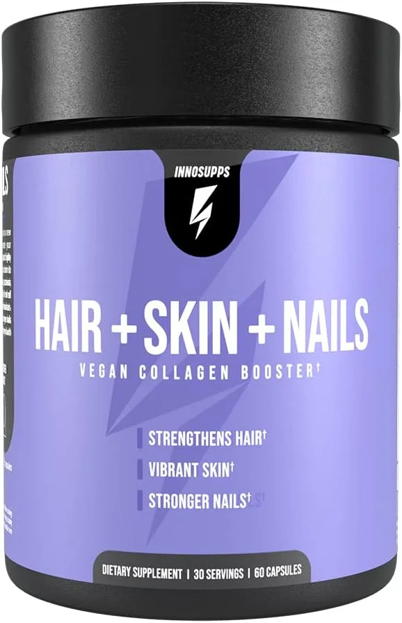 مکمل مو، پوست و ناخن InnoSupps | تقویت کننده کلاژن گیاهی | بیوتین، ورباسنول، B12، پودر گیاه دم اسب | 60 کپسول مکمل مو، پوست و ناخن InnoSupps | تقویت کننده کلاژن گیاهی | بیوتین، ورباسنول، B12، پودر گیاه دم اسب | 60 کپسول