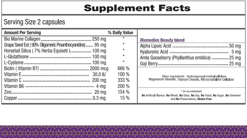 آی رمدیز، فرمول زیبایی بی انتها برای پوست، مو و ناخن حاوی کلاژن دریایی، گلوتاتیون، بیوتین، ویتامین C، E، B6 و ALA، اسید هیالورونیک، انگور فرنگی، گوجی بری و بسیاری مواد دیگر... آی رمدیز، فرمول زیبایی بی انتها برای پوست، مو و ناخن حاوی کلاژن دریایی، گلوتاتیون، بیوتین، ویتامین C، E، B6 و ALA، اسید هیالورونیک، انگور فرنگی، گوجی بری و بسیاری مواد دیگر...