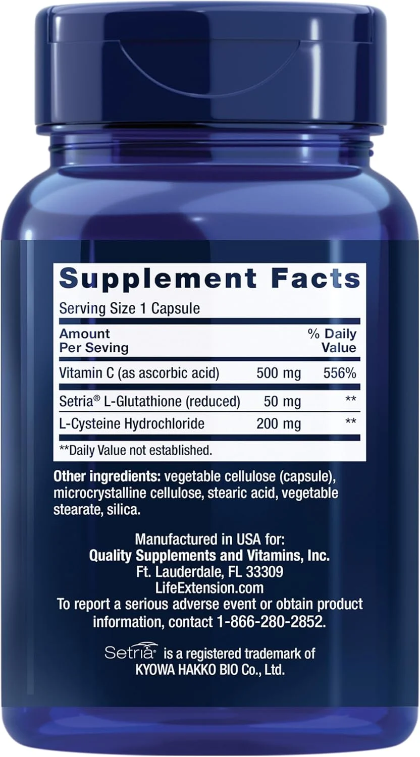 مکمل گلوتاتیون سیستئین و آنتی اکسیدان C لایف اکستنشن با ویتامین C، آمینو اسیدها و ال-سیستئین برای حمایت از سیستم ایمنی و کبد، سم زدایی و روشن کننده پوست، ضد پیری، فاقد گلوتن و غیر تراریخته، 100 کپسول مکمل گلوتاتیون سیستئین و آنتی اکسیدان C لایف اکستنشن با ویتامین C، آمینو اسیدها و ال-سیستئین برای حمایت از سیستم ایمنی و کبد، سم زدایی و روشن کننده پوست، ضد پیری، فاقد گلوتن و غیر تراریخته، 100 کپسول