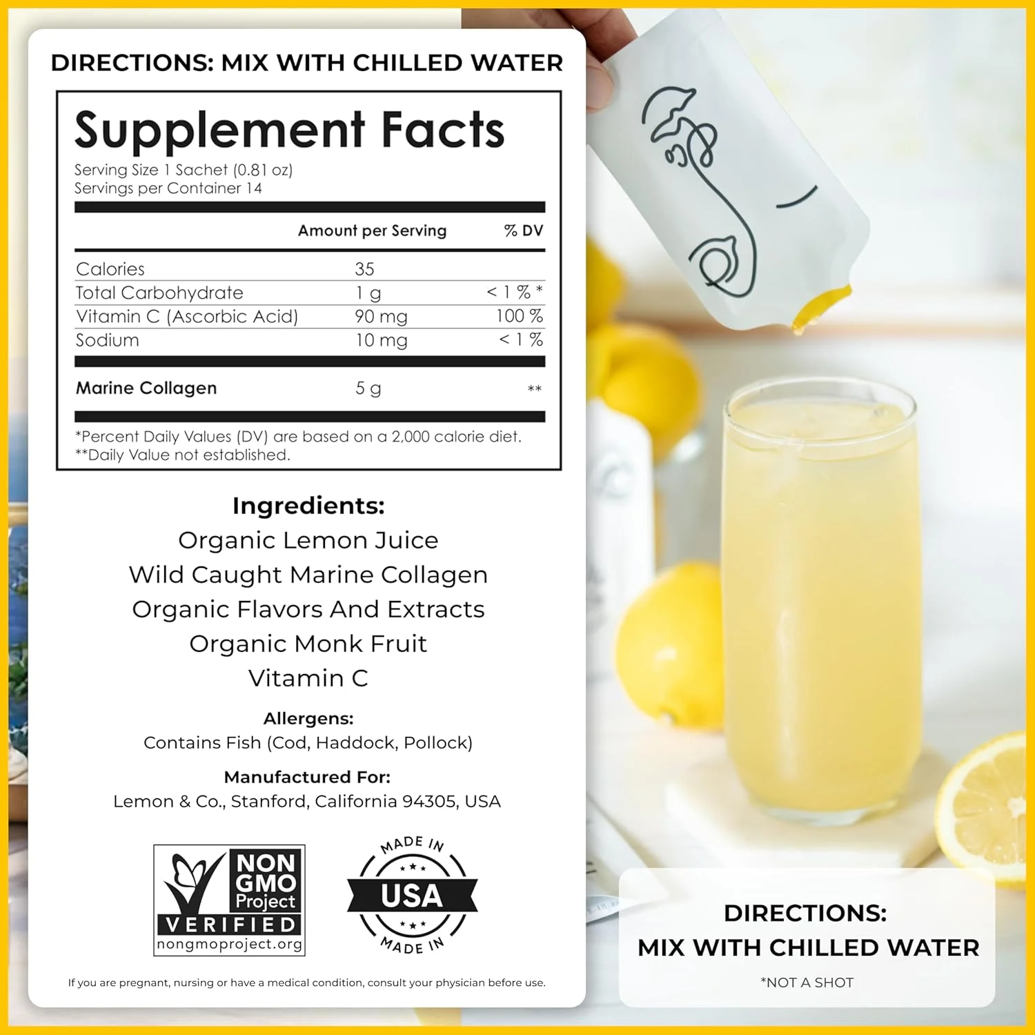 کلاژن مایع لیمو و شرکت برای بانوان | ترکیب آب کلاژن لیمو با 5000 میلی گرم پپتیدهای کلاژن دریایی، لیموهای ارگانیک و ویتامین C | اکسیر روزانه برای پوست، ناخن، مو و روده | بدون مواد نگهدارنده، بدون شکر