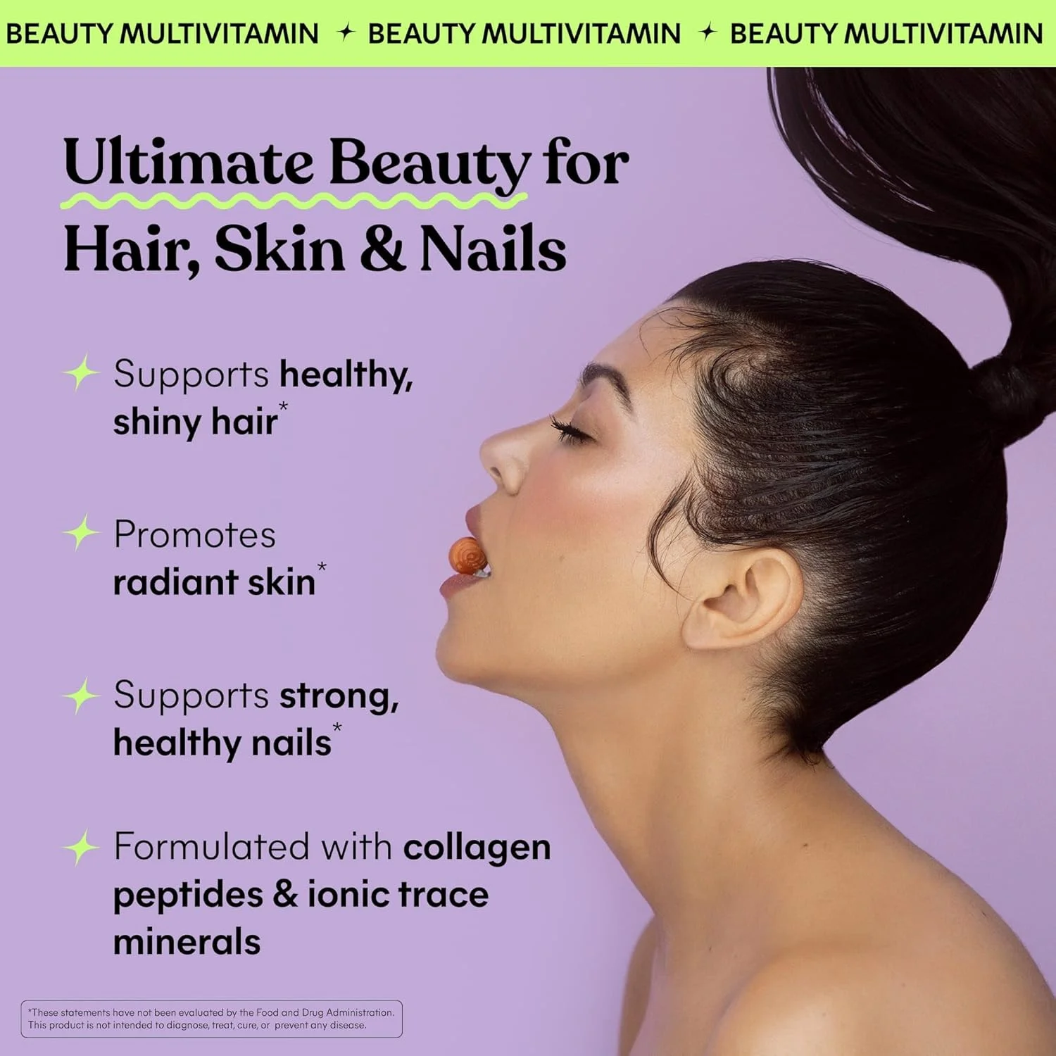 پاستیل مو کلاژن لم برای موهای قوی و ضخیم و کاهش ریزش مو با پپتیدهای کلاژن، بیوتین، مواد معدنی کمیاب، روی، ویتامین های A، C و E، بدون لبنیات و گلوتن، طعم هلو، 60 عدد