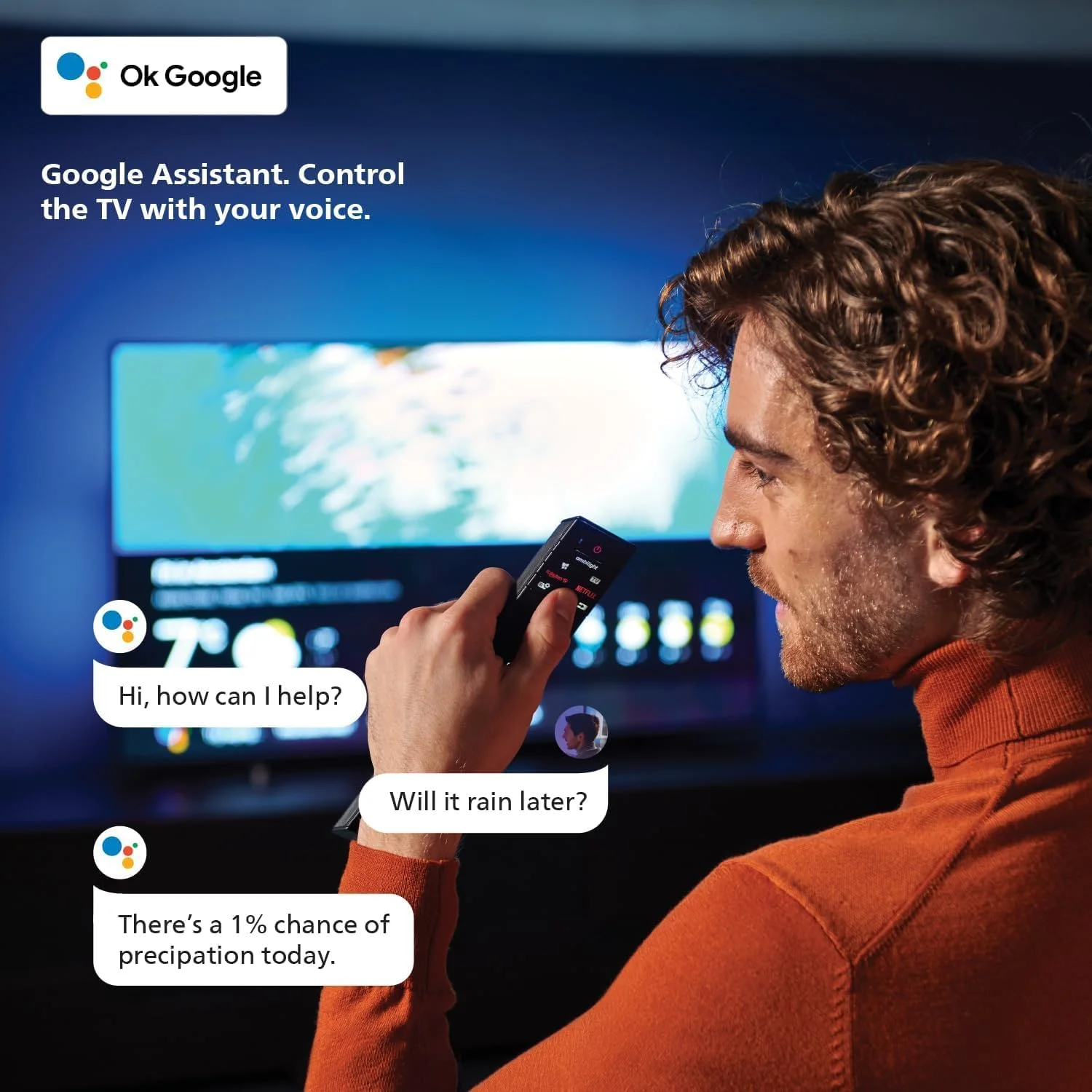 تلویزیون هوشمند 55 اینچی فیلیپس 4K Ultra HD Google با کنترل صوتی بدون دست، Dolby Vision Atmos HDR10 با Google Assistant داخلی (مدل 2024) 55PUT7129/56 مشکی