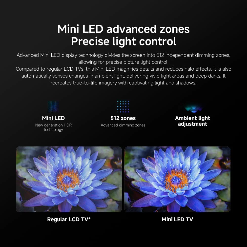 تلویزیون شیائومی S Mini LED 75 اینچ 2025 | نمایشگر 4K QD-MiniLED روشن با رنگ دقیق | نرخ نوسازی 144 هرتز | طراحی فلزی ممتاز با حاشیه فوق العاده باریک | موتور هوش مصنوعی قدرتمند برای بهبود تصویر