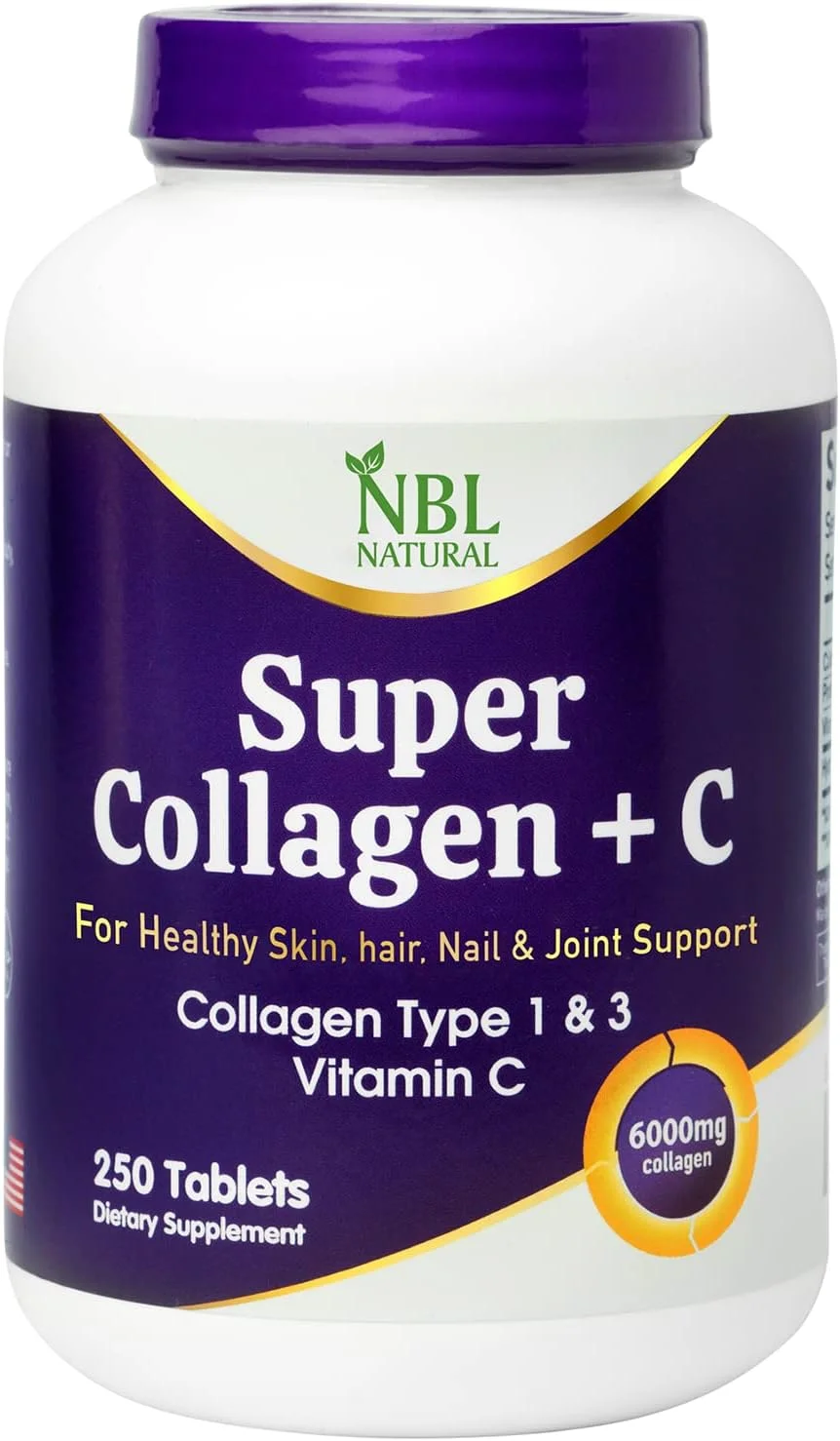 مکمل کلاژن طبیعی NBL با ویتامین C، پپتیدهای کلاژن نوع 1 و 3 برای مو، پوست، ناخن و مفاصل - 6000 میلی گرم - 250 قرص مکمل کلاژن طبیعی NBL با ویتامین C، پپتیدهای کلاژن نوع 1 و 3 برای مو، پوست، ناخن و مفاصل - 6000 میلی گرم - 250 قرص