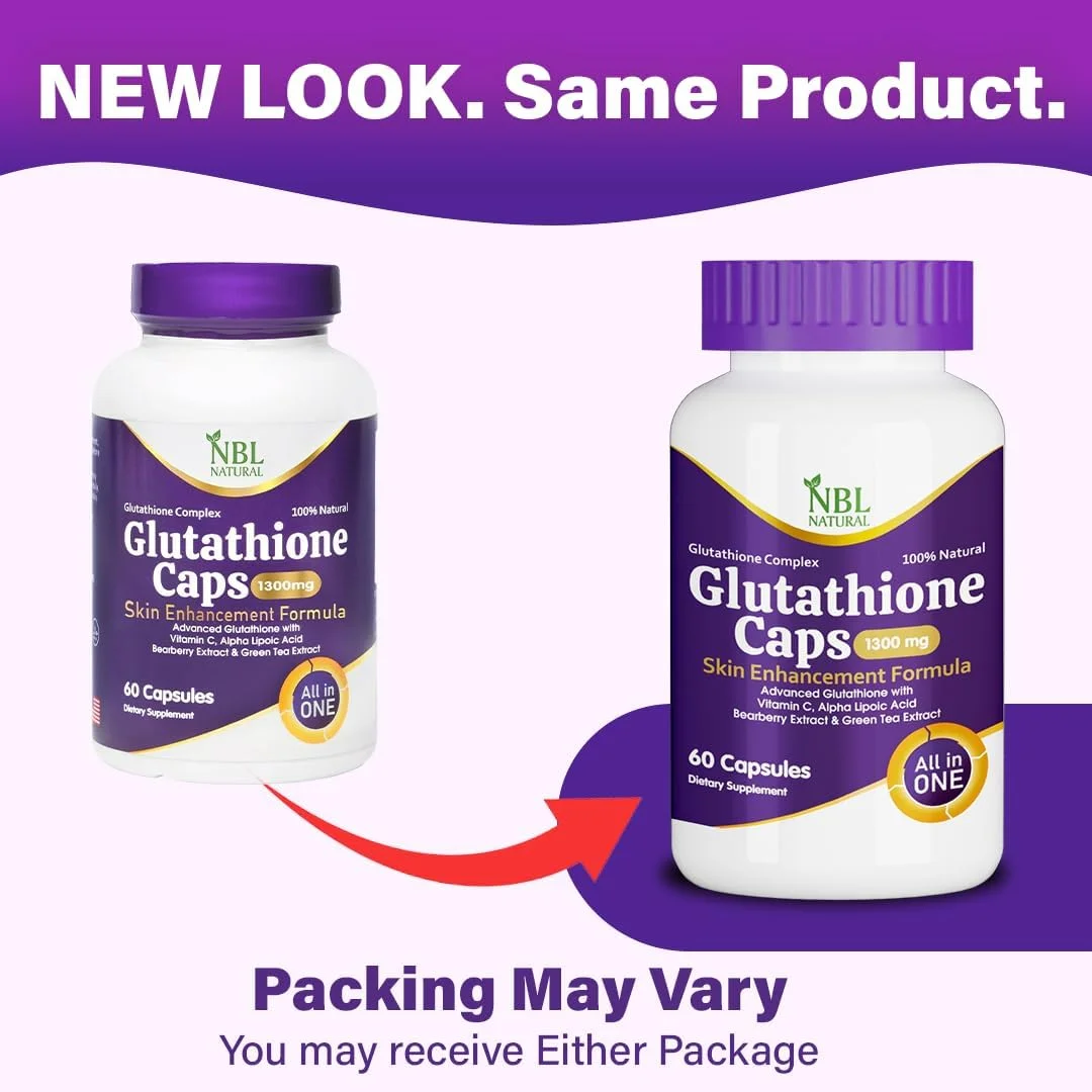 مکمل گلوتاتیون پیشرفته NBL NATURAL با ویتامین C، آلفا لیپوئیک اسید، عصاره توت خرس و عصاره چای سبز، پشتیبانی از روشن شدن پوست، 60 کپسول