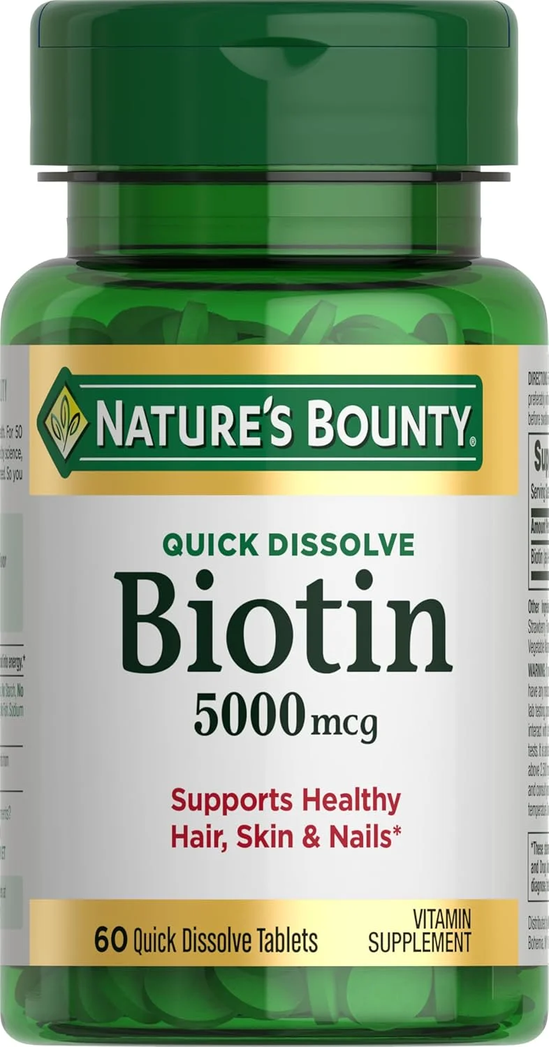 قرص های بیوتین حل شونده سریع Nature's Bounty، توت فرنگی، 5000 میکروگرم