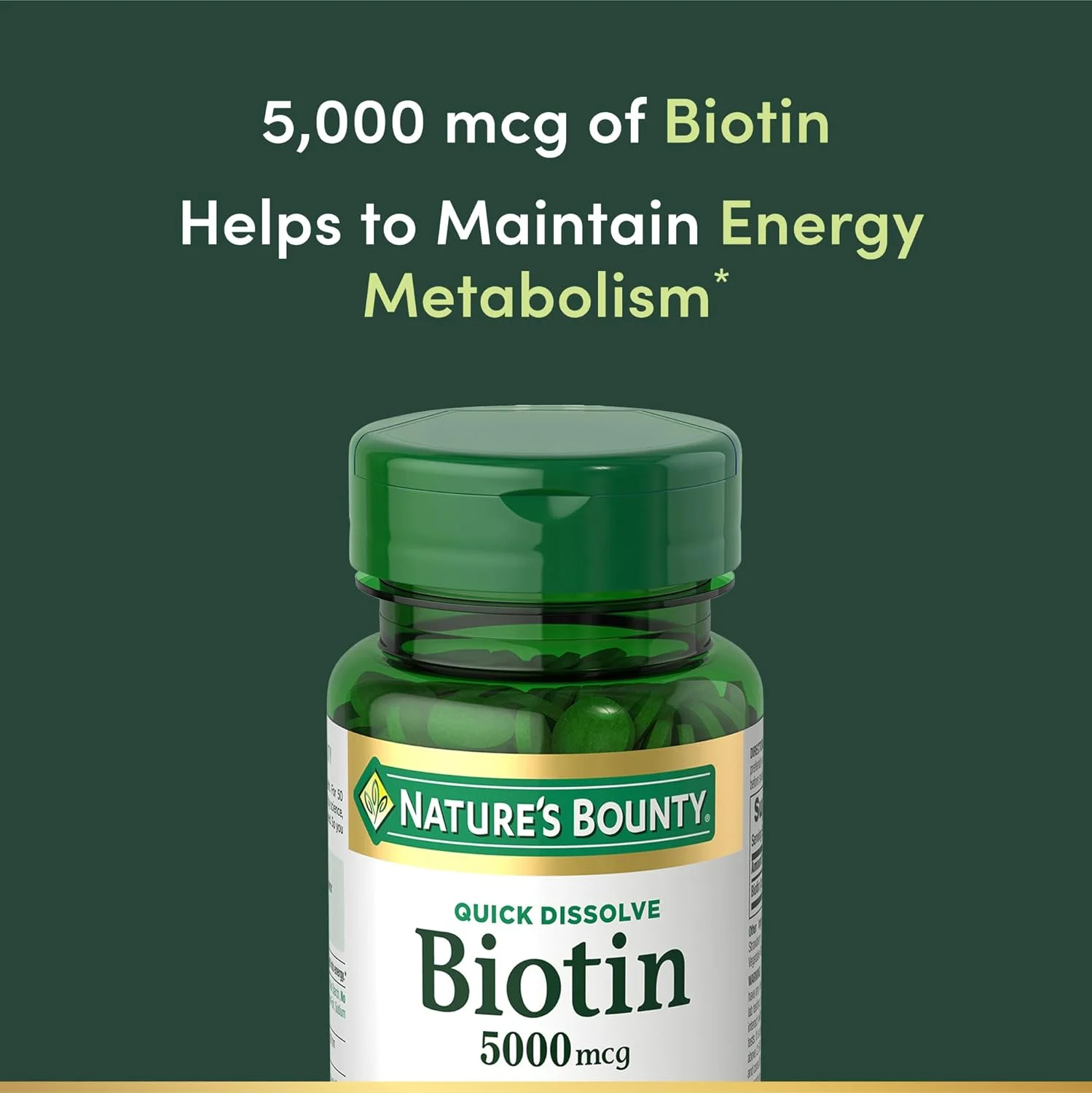 قرص های بیوتین حل شونده سریع Nature's Bounty، توت فرنگی، 5000 میکروگرم