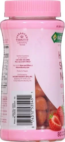 پاستیل های مو، پوست و ناخن Nature's Bounty، راه حل های بهینه، با طعم توت فرنگی، 80 عدد پاستیل های مو، پوست و ناخن Nature's Bounty، راه حل های بهینه، با طعم توت فرنگی، 80 عدد