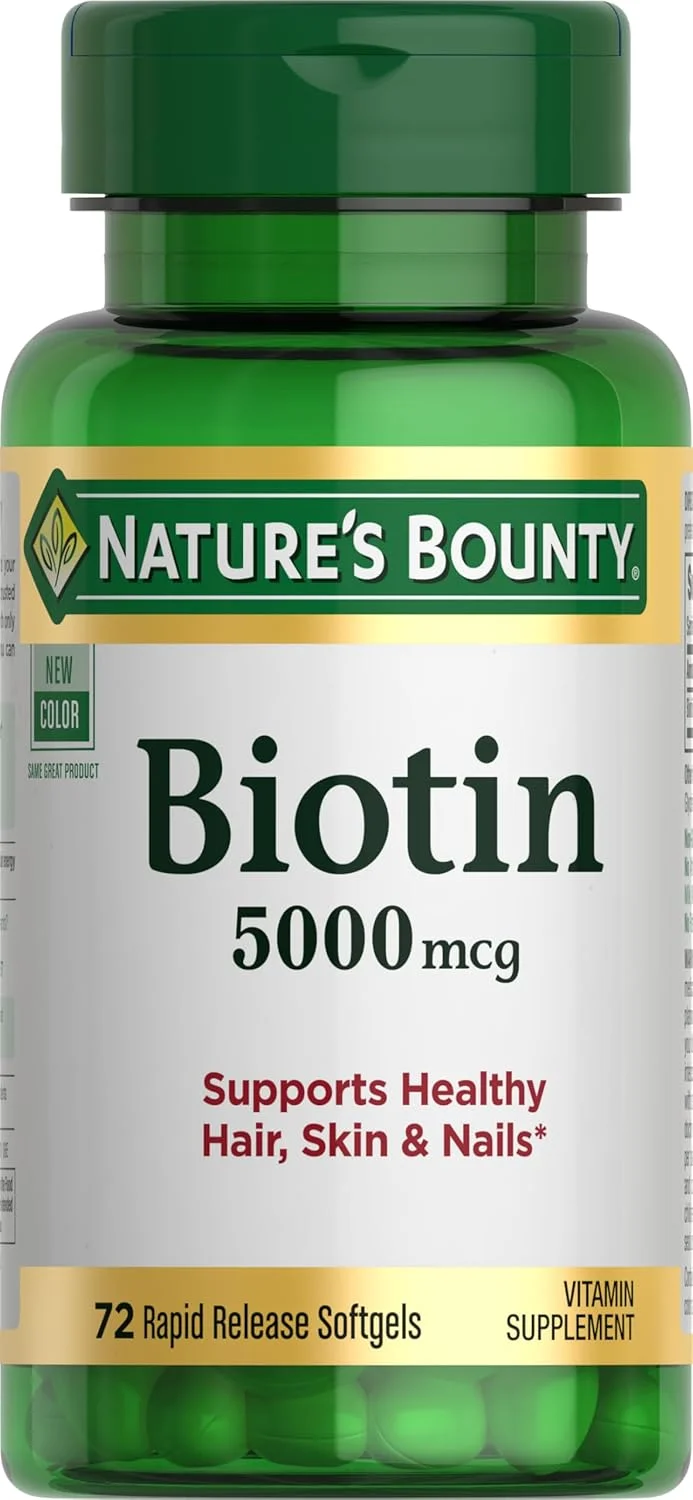 بیوتین Nature's Bounty، مکمل ویتامین، پشتیبانی از متابولیسم برای انرژی و سلامت مو، پوست و ناخن، 5000 میکروگرم، 72 سافت ژل بیوتین Nature's Bounty، مکمل ویتامین، پشتیبانی از متابولیسم برای انرژی و سلامت مو، پوست و ناخن، 5000 میکروگرم، 72 سافت ژل