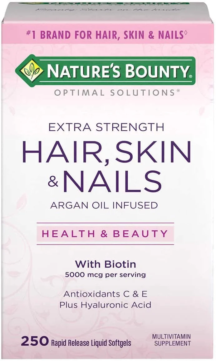مکمل تقویت کننده مو، پوست و ناخن Nature's Bounty با دوز بالای بیوتین مکمل تقویت کننده مو، پوست و ناخن Nature's Bounty با دوز بالای بیوتین