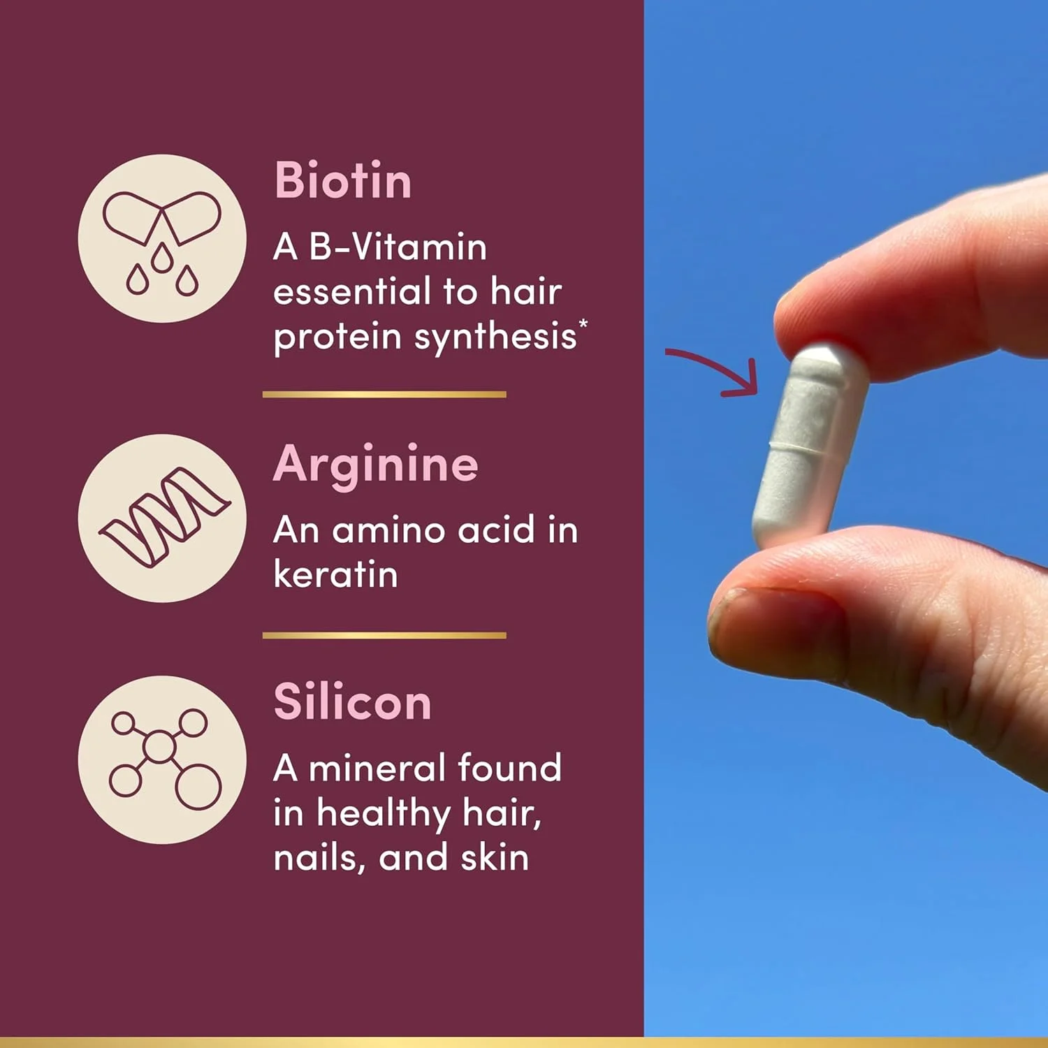 مکمل رشد مو Nature's Bounty، روزانه 1 عدد، از نظر بالینی نشان داده شده است که از موهای ضخیم تر و پرتر با بیوتین، سیلیکون و آرژنین پشتیبانی می کند، 30 کپسول مکمل رشد مو Nature's Bounty، روزانه 1 عدد، از نظر بالینی نشان داده شده است که از موهای ضخیم تر و پرتر با بیوتین، سیلیکون و آرژنین پشتیبانی می کند، 30 کپسول