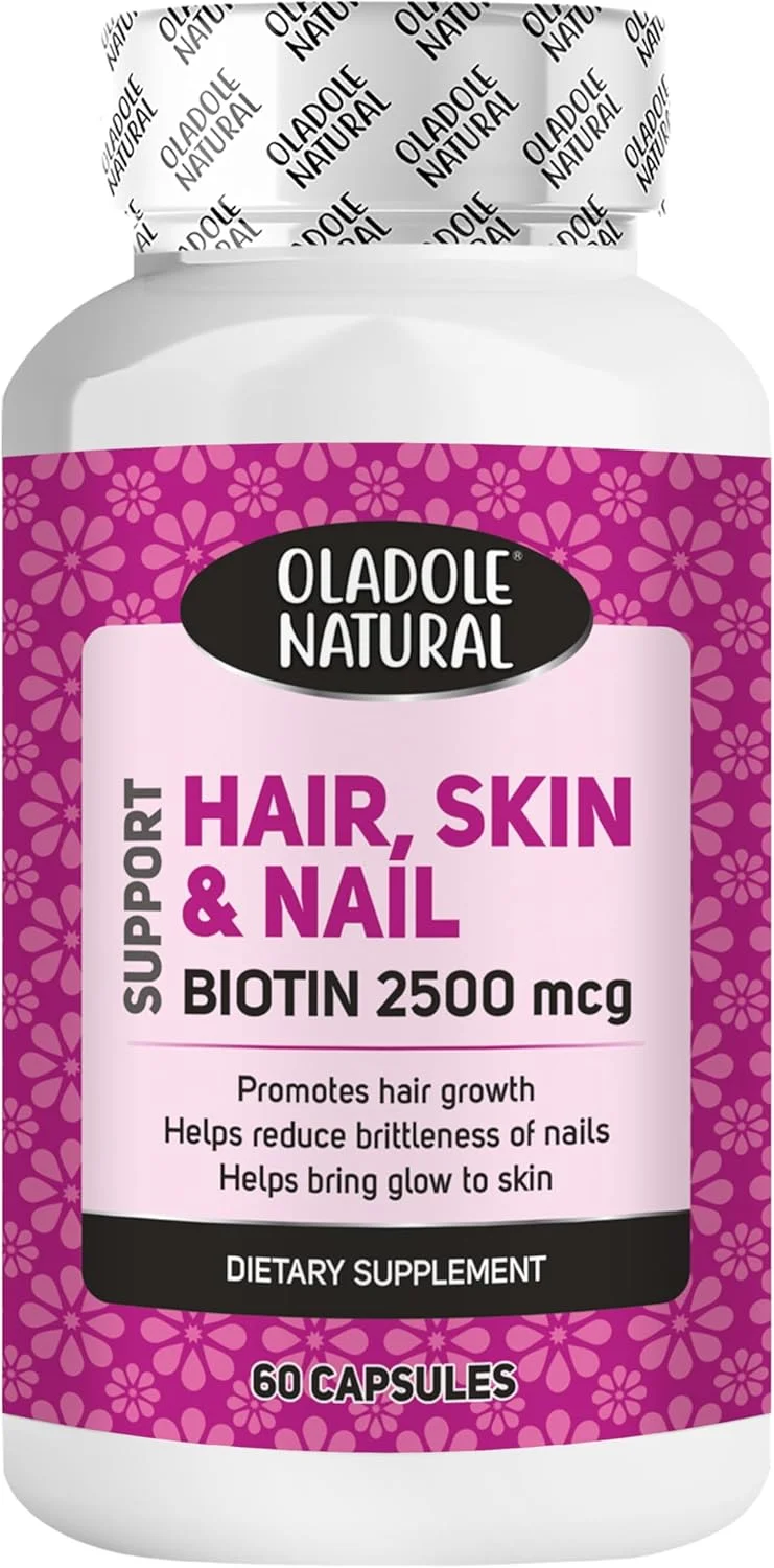 اولادول بیوتین طبیعی 2500 میکروگرم - 60 کپسول | ترکیبی از ویتامین B با قدرت بالا برای موهای قوی تر، پوست درخشان، ناخن های بلند، پشتیبانی از انرژی و زیبایی | بدون گلوتن، غیر GMO اولادول بیوتین طبیعی 2500 میکروگرم - 60 کپسول | ترکیبی از ویتامین B با قدرت بالا برای موهای قوی تر، پوست درخشان، ناخن های بلند، پشتیبانی از انرژی و زیبایی | بدون گلوتن، غیر GMO