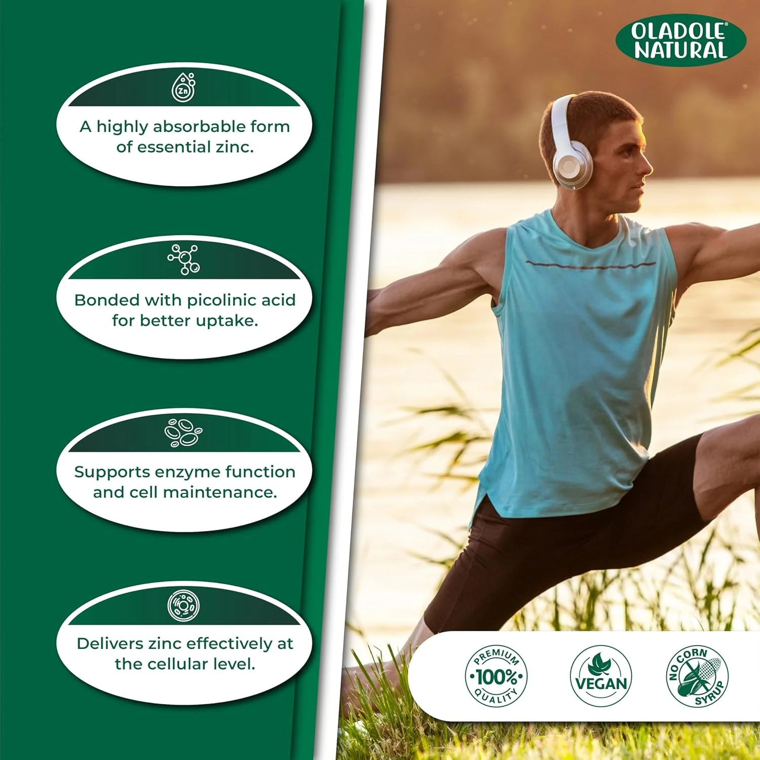 اولادول زینک کلاته طبیعی 50 میلی گرم - 100 قرص | پشتیبانی از سیستم ایمنی، سلامت پوست، پشتیبانی از سلامت شناختی، متابولیسم انرژی، آنتی اکسیدان قوی | فرمول با جذب بالا | غیر GMO، بدون گلوتن اولادول زینک کلاته طبیعی 50 میلی گرم - 100 قرص | پشتیبانی از سیستم ایمنی، سلامت پوست، پشتیبانی از سلامت شناختی، متابولیسم انرژی، آنتی اکسیدان قوی | فرمول با جذب بالا | غیر GMO، بدون گلوتن