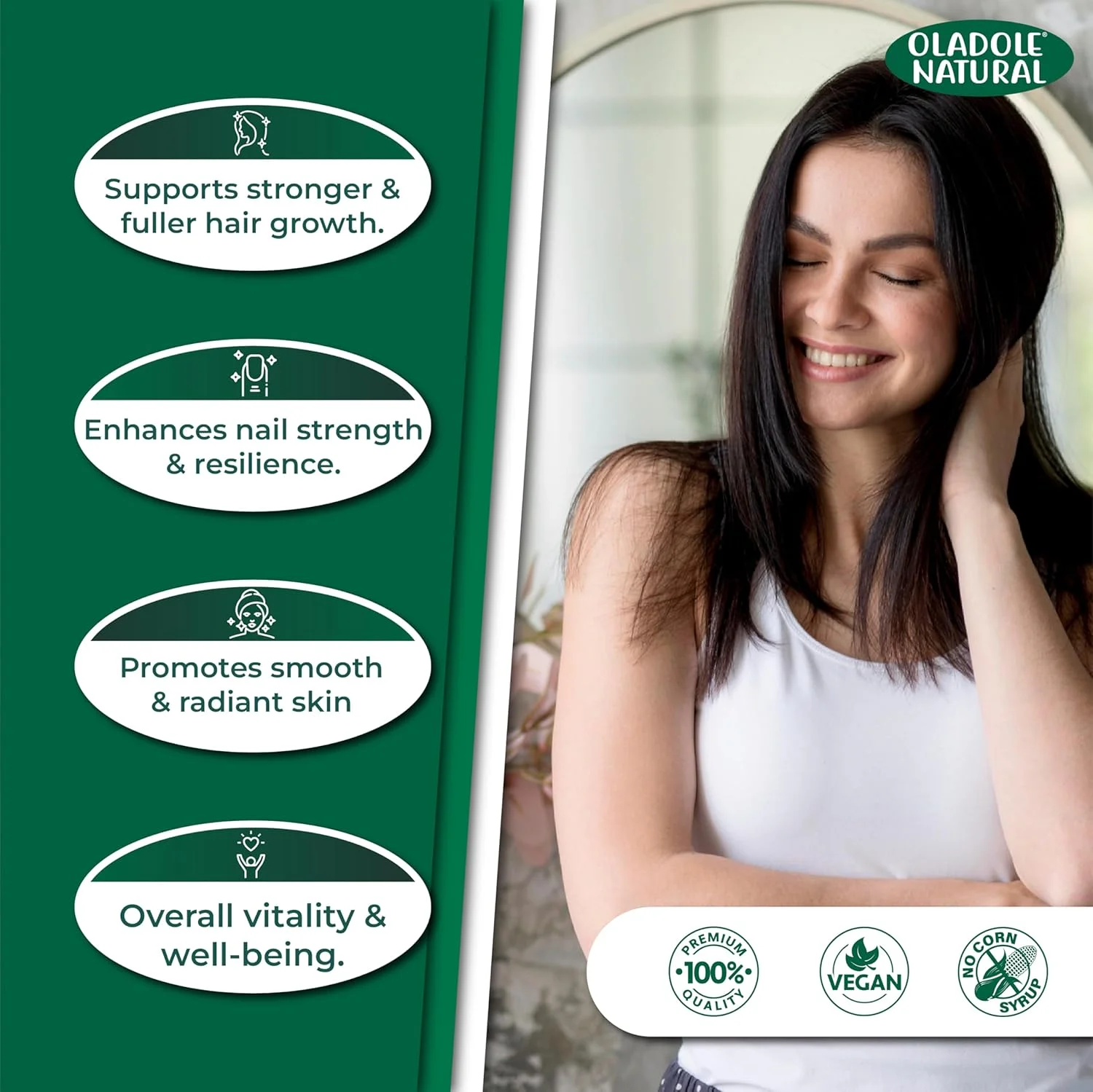 اولادول بیوتین طبیعی 2500 میکروگرم - 60 کپسول | ترکیبی از ویتامین B با قدرت بالا برای موهای قوی تر، پوست درخشان، ناخن های بلند، پشتیبانی از انرژی و زیبایی | بدون گلوتن، غیر GMO اولادول بیوتین طبیعی 2500 میکروگرم - 60 کپسول | ترکیبی از ویتامین B با قدرت بالا برای موهای قوی تر، پوست درخشان، ناخن های بلند، پشتیبانی از انرژی و زیبایی | بدون گلوتن، غیر GMO