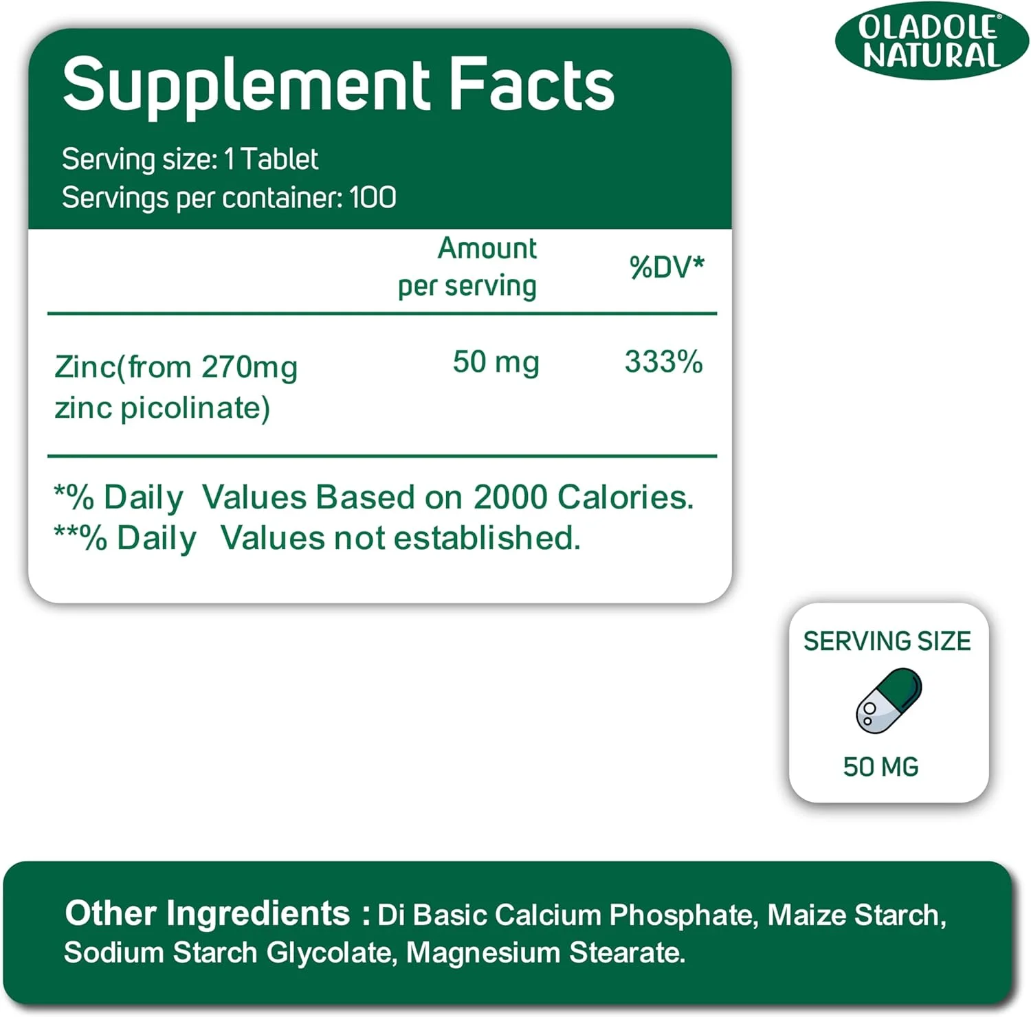 اولادول زینک کلاته طبیعی 50 میلی گرم - 100 قرص | پشتیبانی از سیستم ایمنی، سلامت پوست، پشتیبانی از سلامت شناختی، متابولیسم انرژی، آنتی اکسیدان قوی | فرمول با جذب بالا | غیر GMO، بدون گلوتن اولادول زینک کلاته طبیعی 50 میلی گرم - 100 قرص | پشتیبانی از سیستم ایمنی، سلامت پوست، پشتیبانی از سلامت شناختی، متابولیسم انرژی، آنتی اکسیدان قوی | فرمول با جذب بالا | غیر GMO، بدون گلوتن
