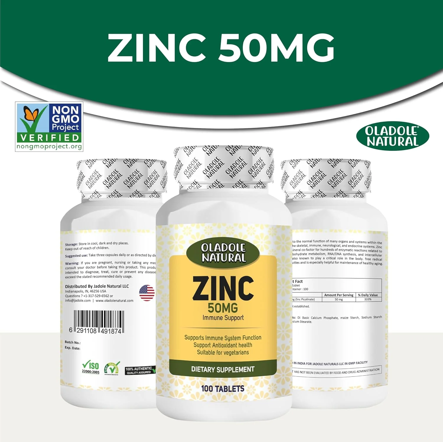 اولادول زینک کلاته طبیعی 50 میلی گرم - 100 قرص | پشتیبانی از سیستم ایمنی، سلامت پوست، پشتیبانی از سلامت شناختی، متابولیسم انرژی، آنتی اکسیدان قوی | فرمول با جذب بالا | غیر GMO، بدون گلوتن اولادول زینک کلاته طبیعی 50 میلی گرم - 100 قرص | پشتیبانی از سیستم ایمنی، سلامت پوست، پشتیبانی از سلامت شناختی، متابولیسم انرژی، آنتی اکسیدان قوی | فرمول با جذب بالا | غیر GMO، بدون گلوتن