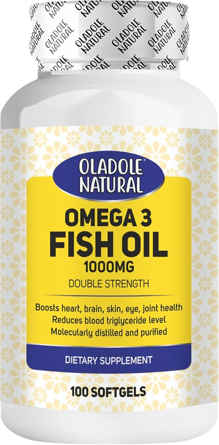 روغن ماهی امگا 3 طبیعی Oladole 1000 میلی گرم (100 سافت ژل) | 360 میلی گرم EPA و 240 میلی گرم DHA برای حمایت ضد التهابی تقطیر شده مولکولی برای سلامت قلب، مغز، پوست، چشم و مفاصل | بدون گلوتن و غیر GMO روغن ماهی امگا 3 طبیعی Oladole 1000 میلی گرم (100 سافت ژل) | 360 میلی گرم EPA و 240 میلی گرم DHA برای حمایت ضد التهابی تقطیر شده مولکولی برای سلامت قلب، مغز، پوست، چشم و مفاصل | بدون گلوتن و غیر GMO