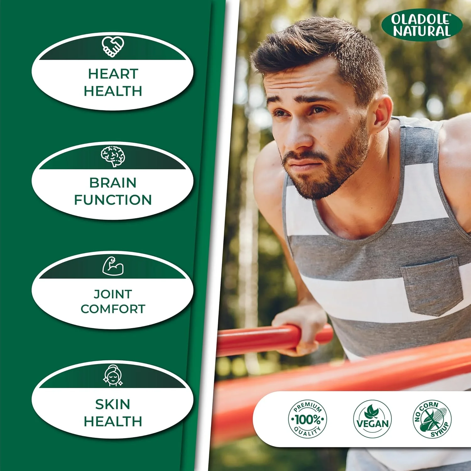 روغن ماهی امگا 3 طبیعی Oladole 2000 میلی گرم (200 سافت ژل) - تقطیر مولکولی | پشتیبانی از سلامت قلب، مغز، پوست، چشم و مفاصل | 360 میلی گرم EPA و 240 میلی گرم DHA برای سلامتی کامل | بدون گلوتن و غیر GMO روغن ماهی امگا 3 طبیعی Oladole 2000 میلی گرم (200 سافت ژل) - تقطیر مولکولی | پشتیبانی از سلامت قلب، مغز، پوست، چشم و مفاصل | 360 میلی گرم EPA و 240 میلی گرم DHA برای سلامتی کامل | بدون گلوتن و غیر GMO