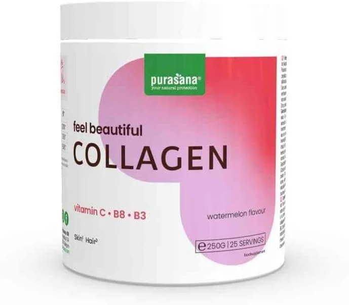 پودر کلاژن زیبایی هندوانه پوراسانا Feel Beautiful، 250 گرم - مکمل پشتیبانی از پوست و مو پودر کلاژن زیبایی هندوانه پوراسانا Feel Beautiful، 250 گرم - مکمل پشتیبانی از پوست و مو