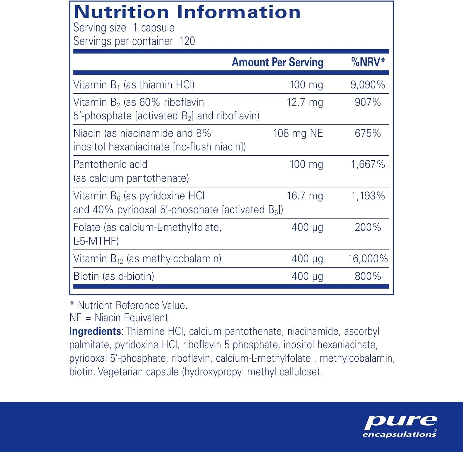مکمل ویتامین ب-کمپلکس پلاس Pure Encapsulations - فرمول ویتامین B با فولات فعال - برای سلامت قلب و عروق، حافظه، پوست و مو - 60 کپسول مکمل ویتامین ب-کمپلکس پلاس Pure Encapsulations - فرمول ویتامین B با فولات فعال - برای سلامت قلب و عروق، حافظه، پوست و مو - 60 کپسول
