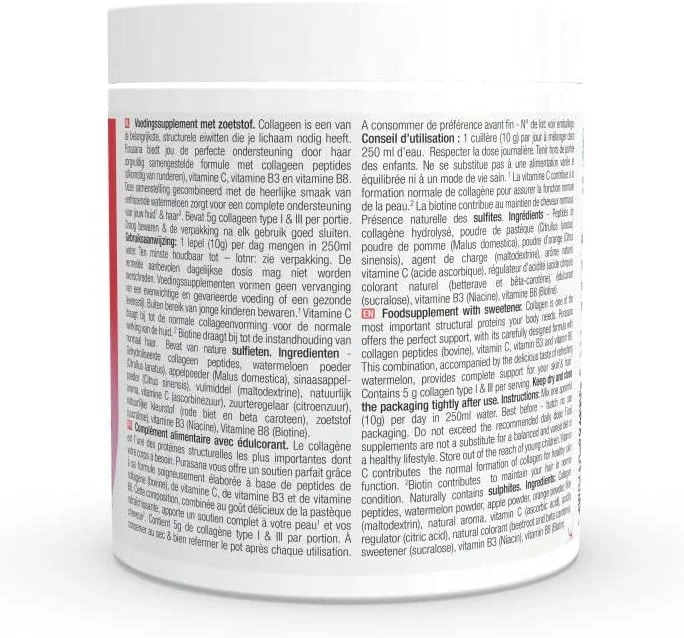 پودر کلاژن زیبایی هندوانه پوراسانا Feel Beautiful، 250 گرم - مکمل پشتیبانی از پوست و مو پودر کلاژن زیبایی هندوانه پوراسانا Feel Beautiful، 250 گرم - مکمل پشتیبانی از پوست و مو