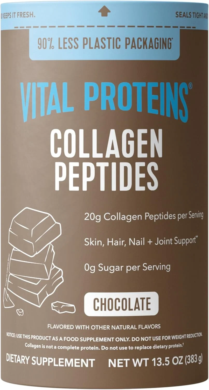 پودر پپتیدهای کلاژن Vital Proteins، تقویت کننده سلامت مو، ناخن، پوست، استخوان و مفاصل - کلاژن هیدرولیز شده - شکلاتی، 382 گرم، بسته 1 عددی