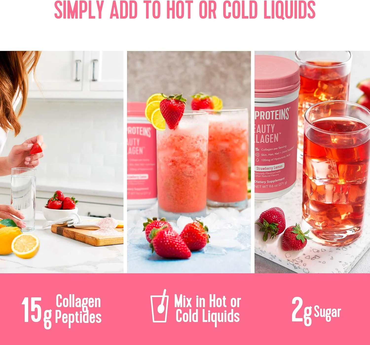 پودر مکمل پپتیدهای کلاژن زیبایی Vital Proteins برای زنان، 120 میلی گرم اسید هیالورونیک - 15 گرم کلاژن در هر وعده - افزایش خاصیت ارتجاعی و آبرسانی پوست - توت فرنگی لیمو - قوطی 9.6 اونس پودر مکمل پپتیدهای کلاژن زیبایی Vital Proteins برای زنان، 120 میلی گرم اسید هیالورونیک - 15 گرم کلاژن در هر وعده - افزایش خاصیت ارتجاعی و آبرسانی پوست - توت فرنگی لیمو - قوطی 9.6 اونس