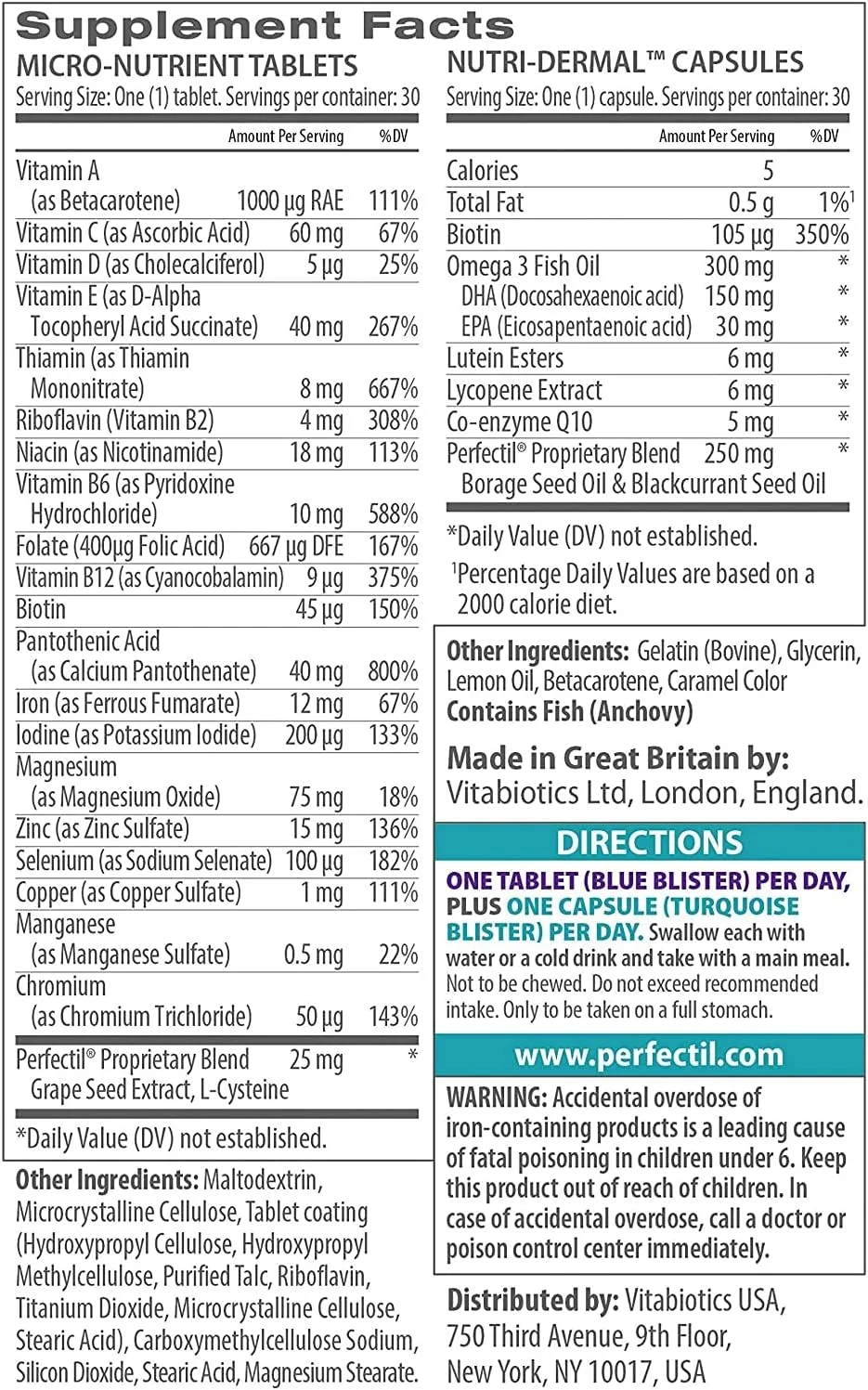 ویتا بیوتیکس پرفکتیل پلاس پوست، 56 قرص/کپسول ویتا بیوتیکس پرفکتیل پلاس پوست، 56 قرص/کپسول