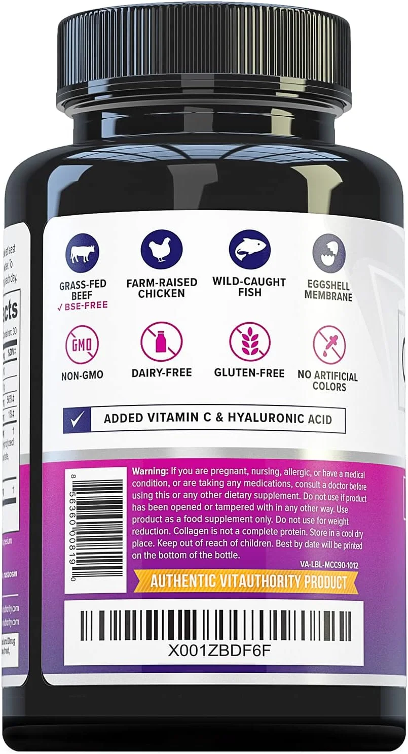 کپسول های کلاژن چندگانه ویت آتوریتی برای زنان و مردان، پپتیدهای کلاژن هیدرولیز شده با جذب بالا برای مو، پوست و ناخن با انواع I II III V X، اسید هیالورونیک و ویتامین C - 30 سروینگ کپسول های کلاژن چندگانه ویت آتوریتی برای زنان و مردان، پپتیدهای کلاژن هیدرولیز شده با جذب بالا برای مو، پوست و ناخن با انواع I II III V X، اسید هیالورونیک و ویتامین C - 30 سروینگ